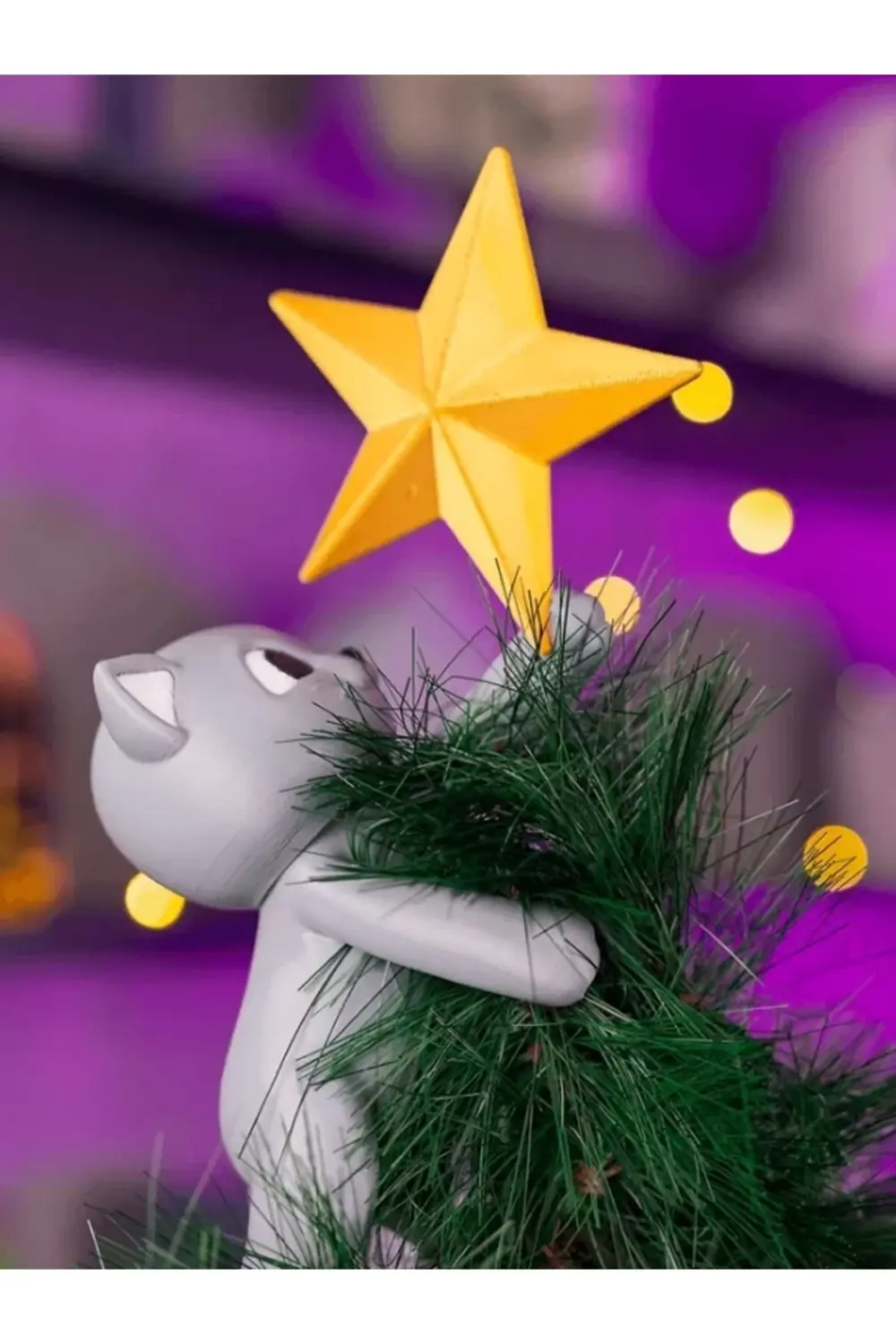 Kedi Figürlü Yılbaşı Ağacı Tepe Süsü 27 cm - Büyük Boy Dekoratif
