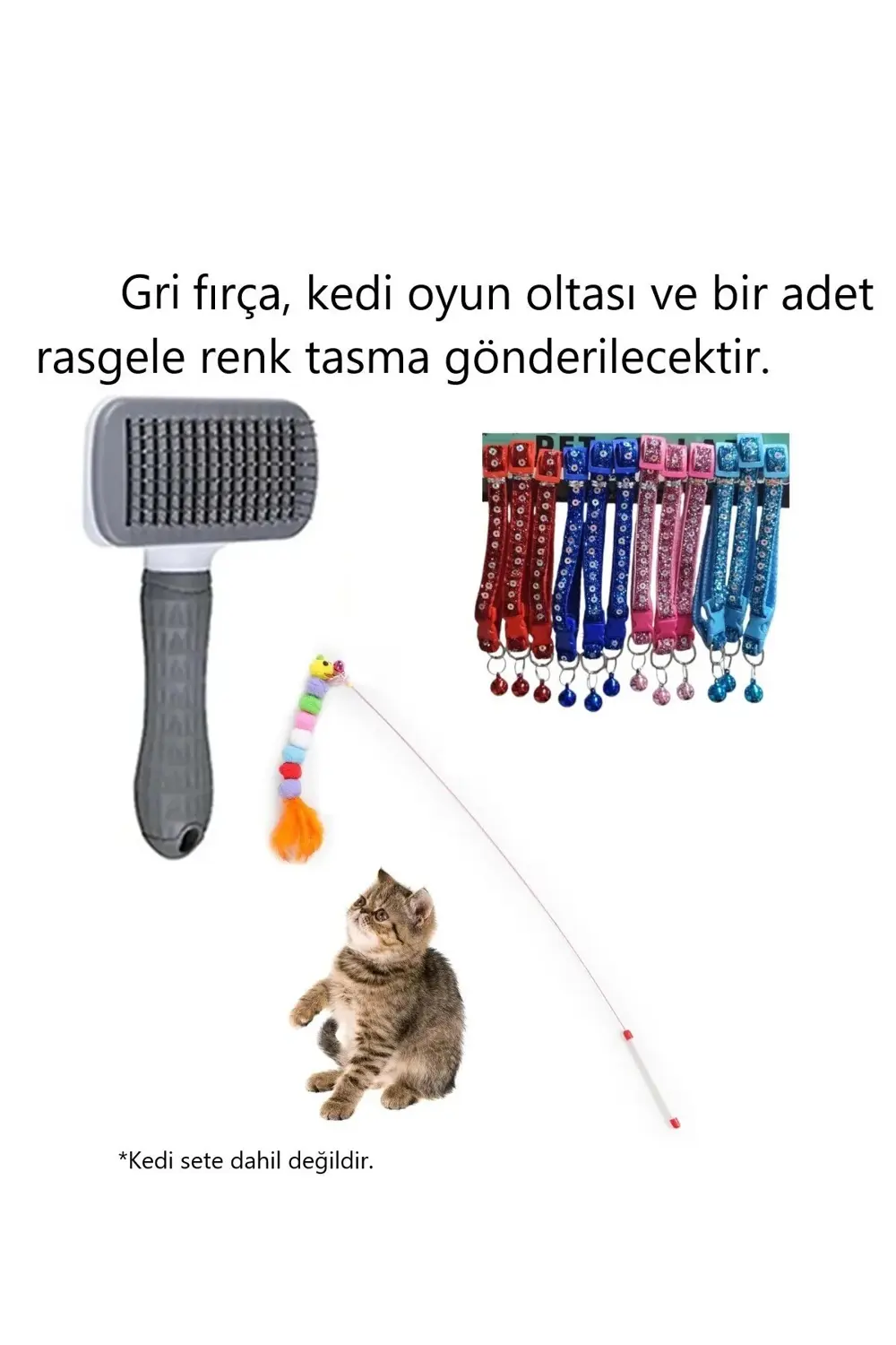 Gigi Panda Kedi Fırçası, Kedi Oyun Oltası, Kedi Tasması 3Lü Seti ( Evcil Hay Gigi Panda Kedi Fırçası, Kedi Oyun Oltası, Kedi Tasması 3Lü Seti ( Evcil Hay