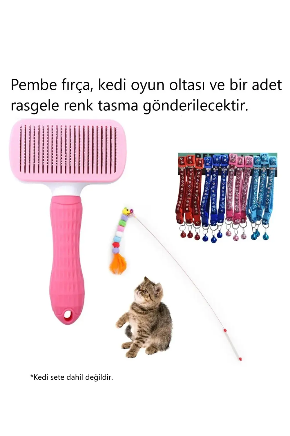 Gigi Panda Kedi Fırçası, Kedi Oyun Oltası, Kedi Tasması 3Lü Seti ( Evcil Hay Gigi Panda Kedi Fırçası, Kedi Oyun Oltası, Kedi Tasması 3Lü Seti ( Evcil Hay
