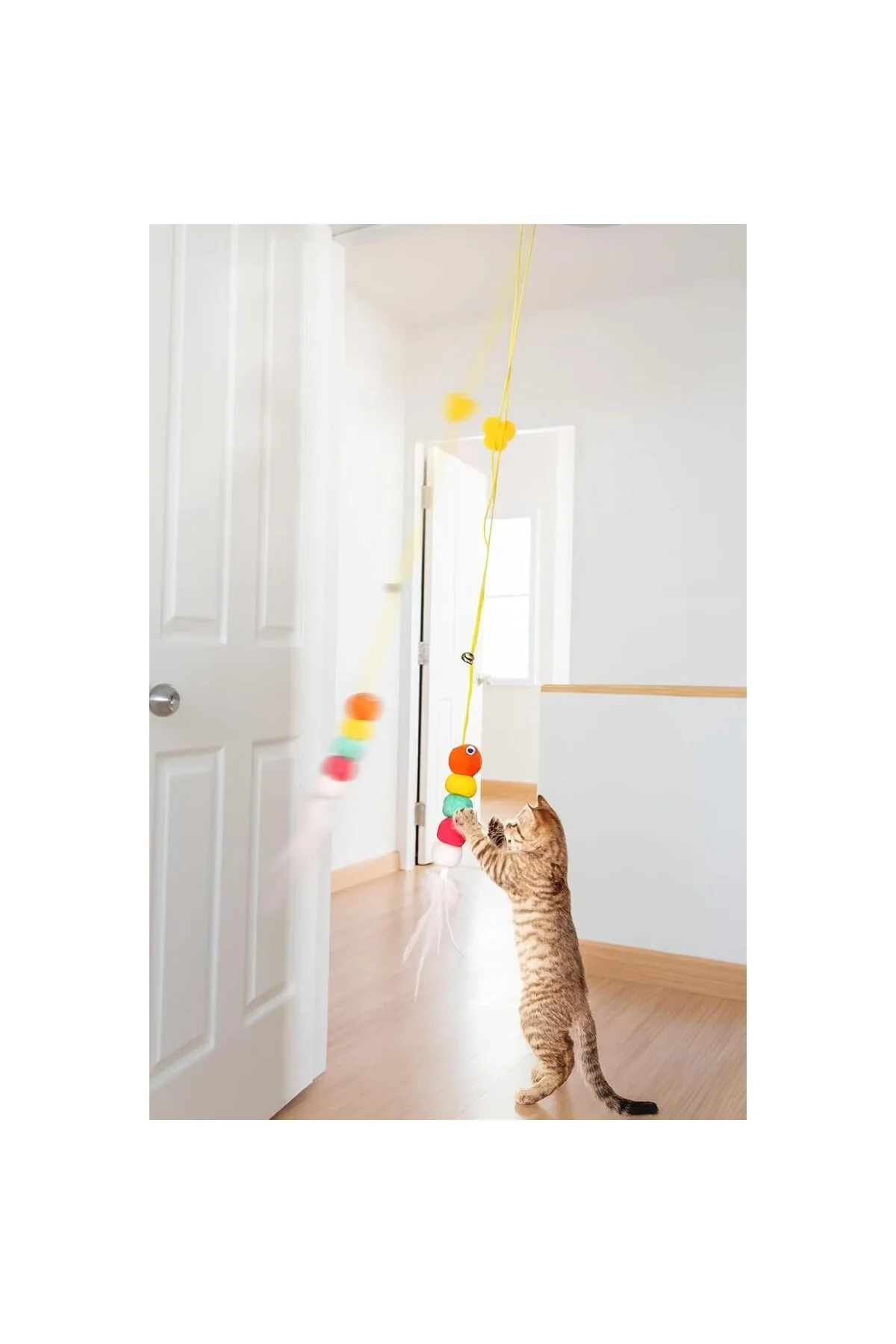 Kedi Kapı Oyuncağı 2’li Set – Yaylı İpli & Tüylü Interaktif Kedi 