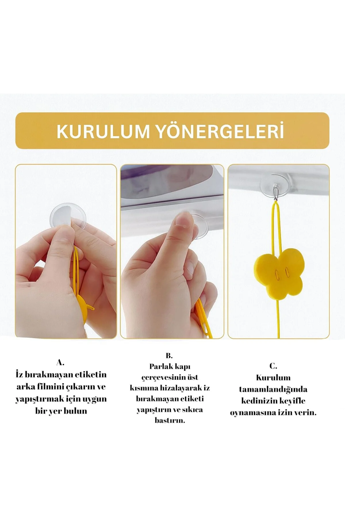 Kedi Kapı Oyuncağı 2’li Set – Yaylı İpli & Tüylü Interaktif Kedi 
