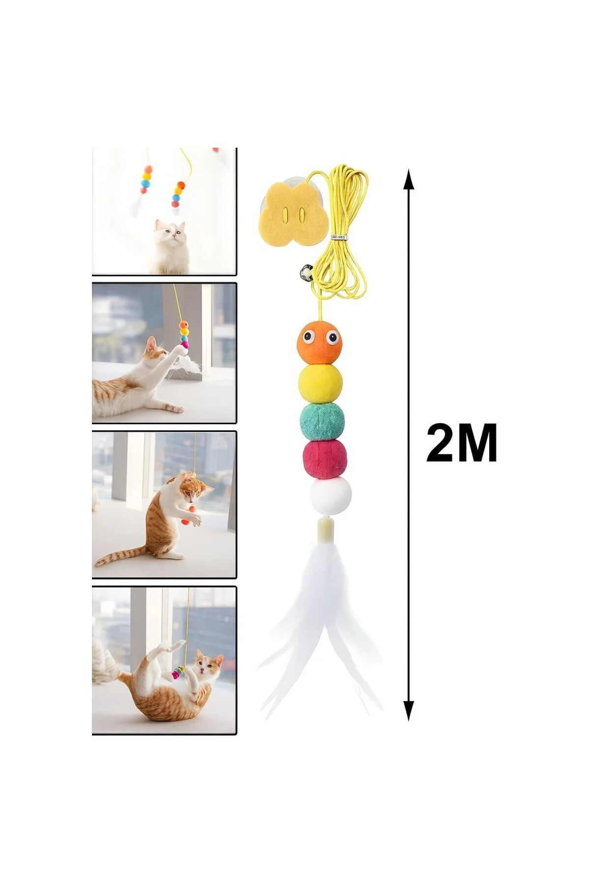 Kedi Kapı Oyuncağı 2’li Set – Yaylı İpli & Tüylü Interaktif Kedi 