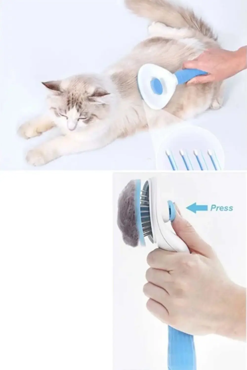 Kedi köpek bakım fırçası otomatik temizlenen basmalı kedi fırçası