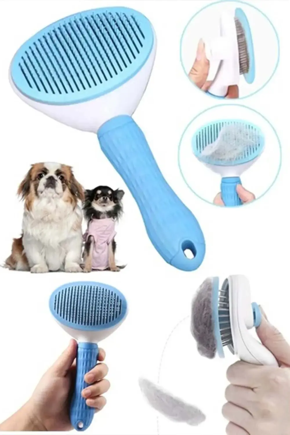 Kedi köpek bakım fırçası otomatik temizlenen basmalı kedi fırçası