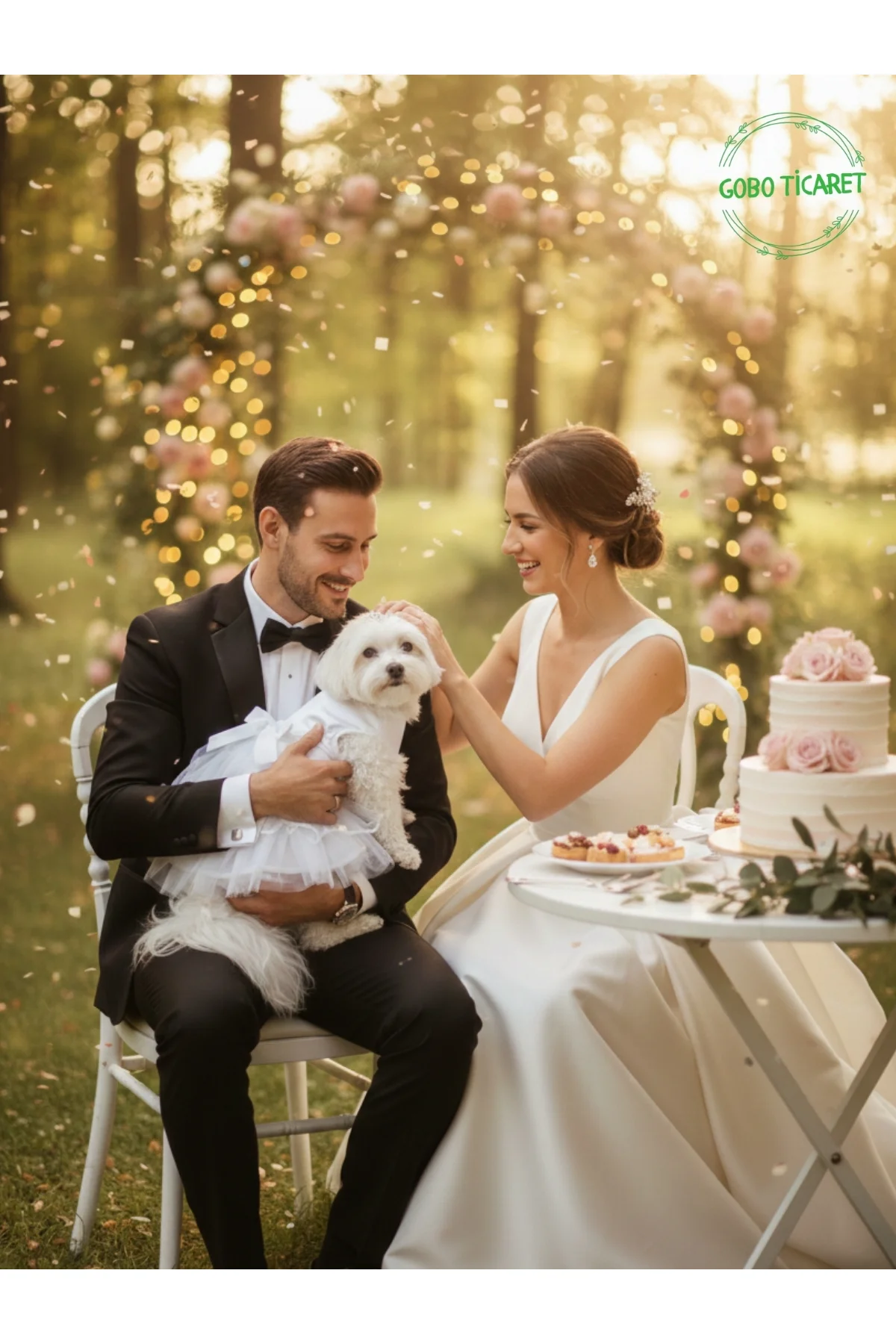 Kedi Köpek için Şık Tasarım Gelinlik & Doğum Günü Abiyesi Parti Kıyafeti Elbisesi Medium/M/Beden 2