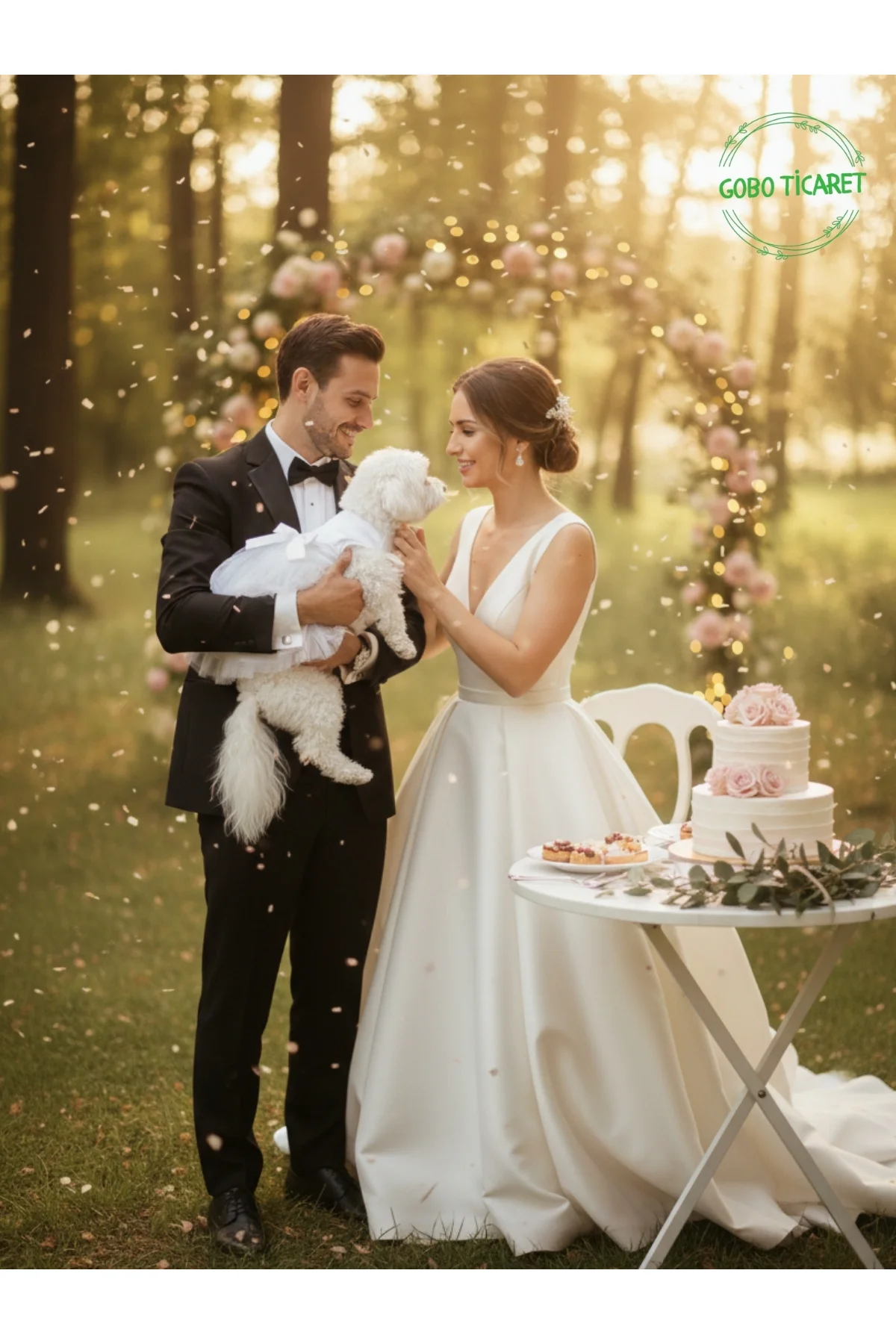 Kedi Köpek için Şık Tasarım Gelinlik & Doğum Günü Abiyesi Parti Kıyafeti Elbisesi Medium/M/Beden 2