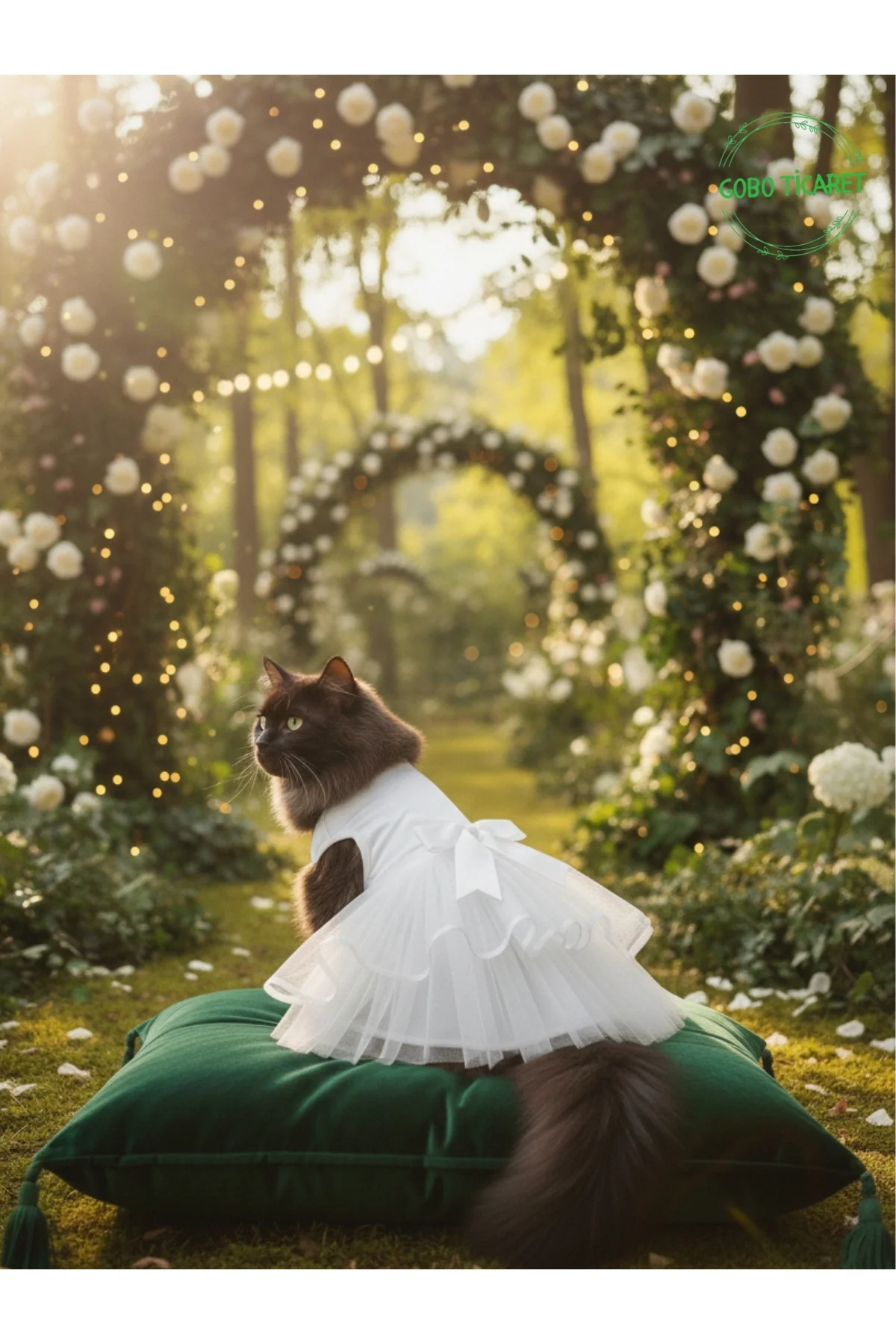 Kedi Köpek için Şık Tasarım Gelinlik & Doğum Günü Abiyesi Parti Kıyafeti Elbisesi Large/L/Beden 3