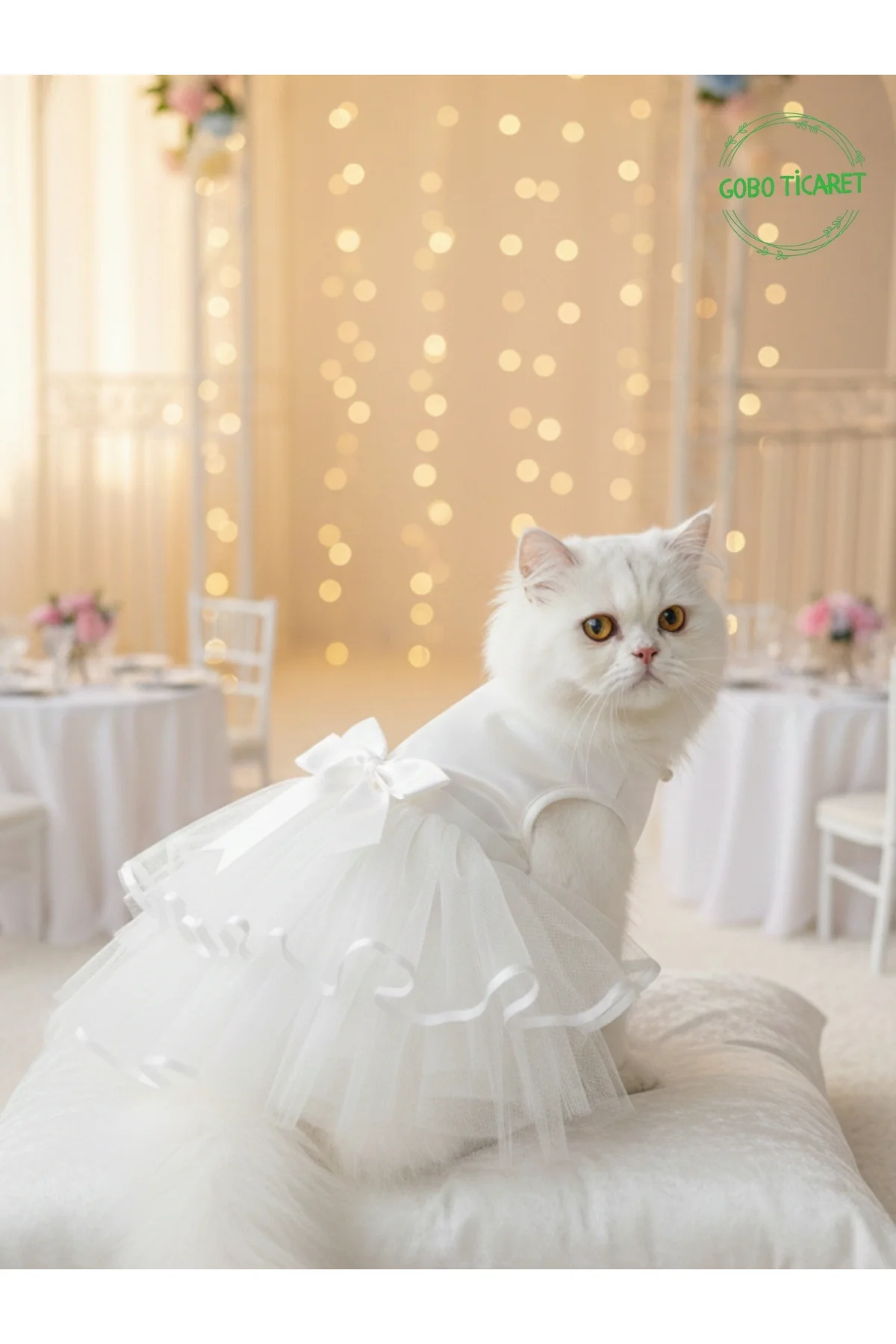 Kedi Köpek için Şık Tasarım Gelinlik & Doğum Günü Abiyesi Parti K