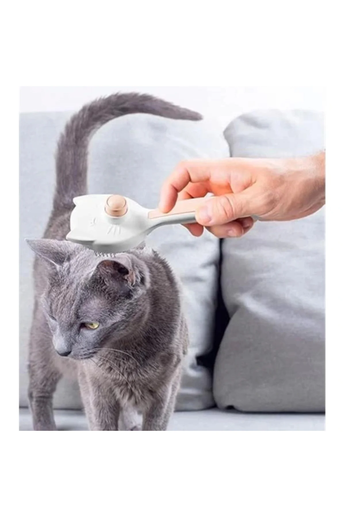 Kedi Köpek Otomatik Temizlenen Tuşlu Tüy Toplayıcı Tarak Basmalı Kedi Köpek Fırçası Evcil