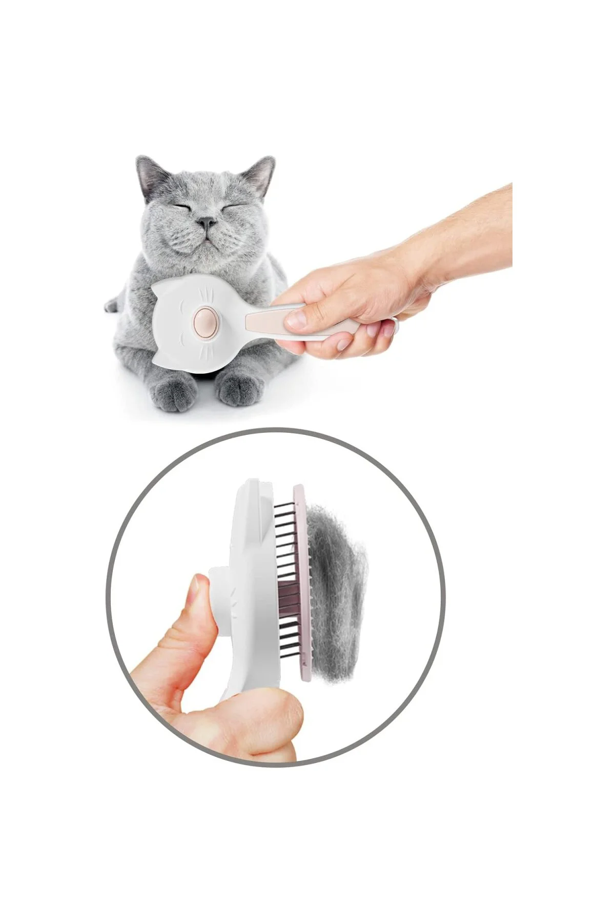 Kedi Köpek Otomatik Temizlenen Tuşlu Tüy Toplayıcı Tarak Basmalı Kedi Köpek Fırça