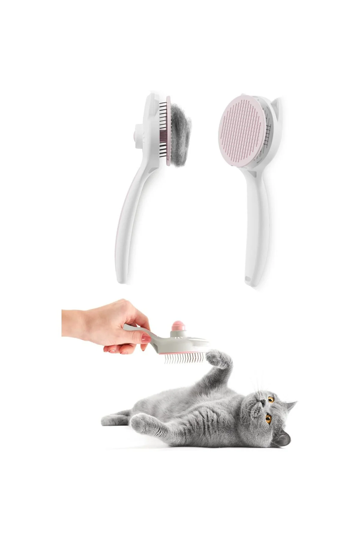Kedi Köpek Otomatik Temizlenen Tuşlu Tüy Toplayıcı Tarak Basmalı Kedi Köpek Fırça