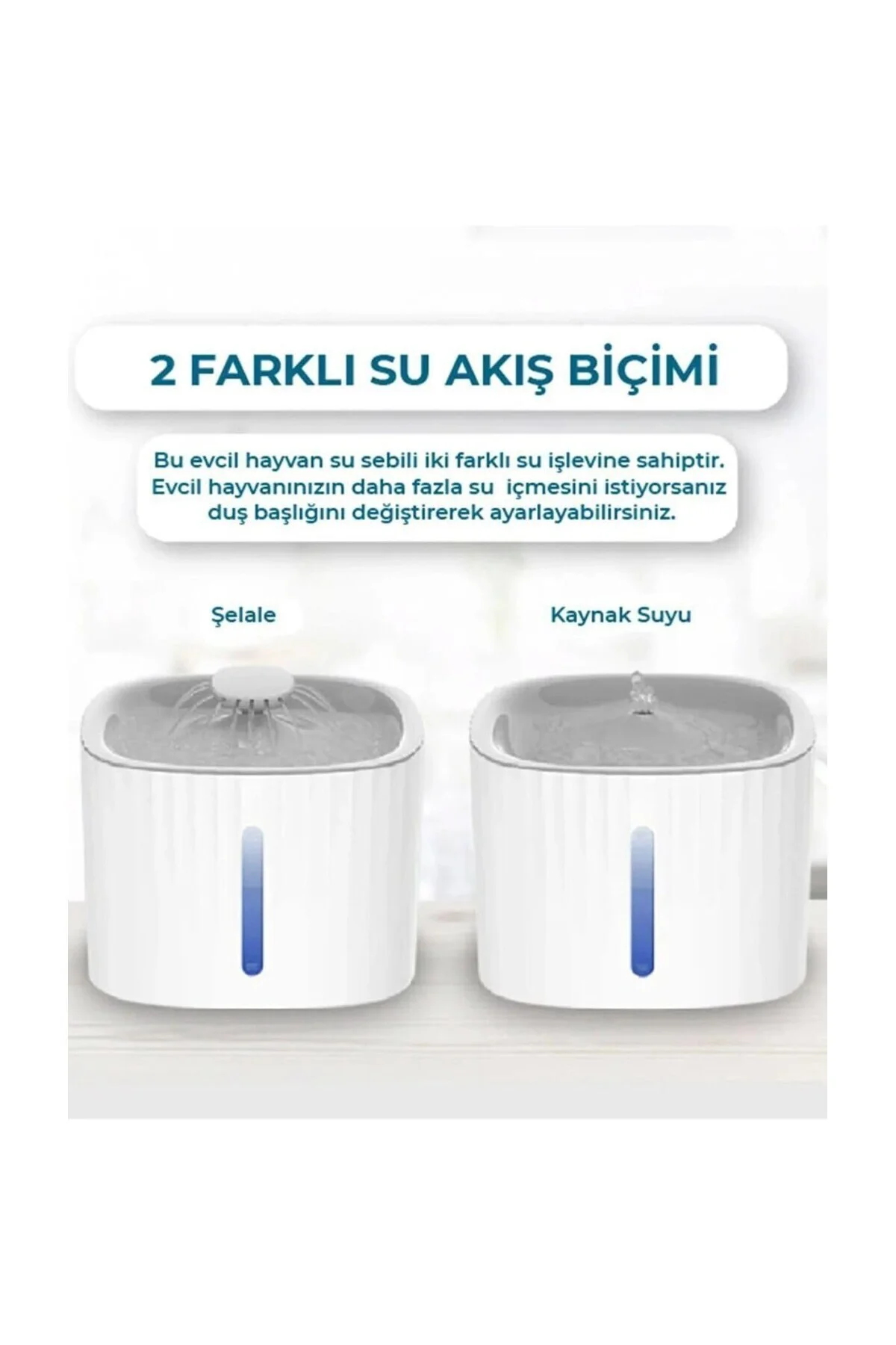 Kedi Köpek Su Pınarı Otomatik Kedi Su Şelalesi, Led Işıklı, 3 Lit