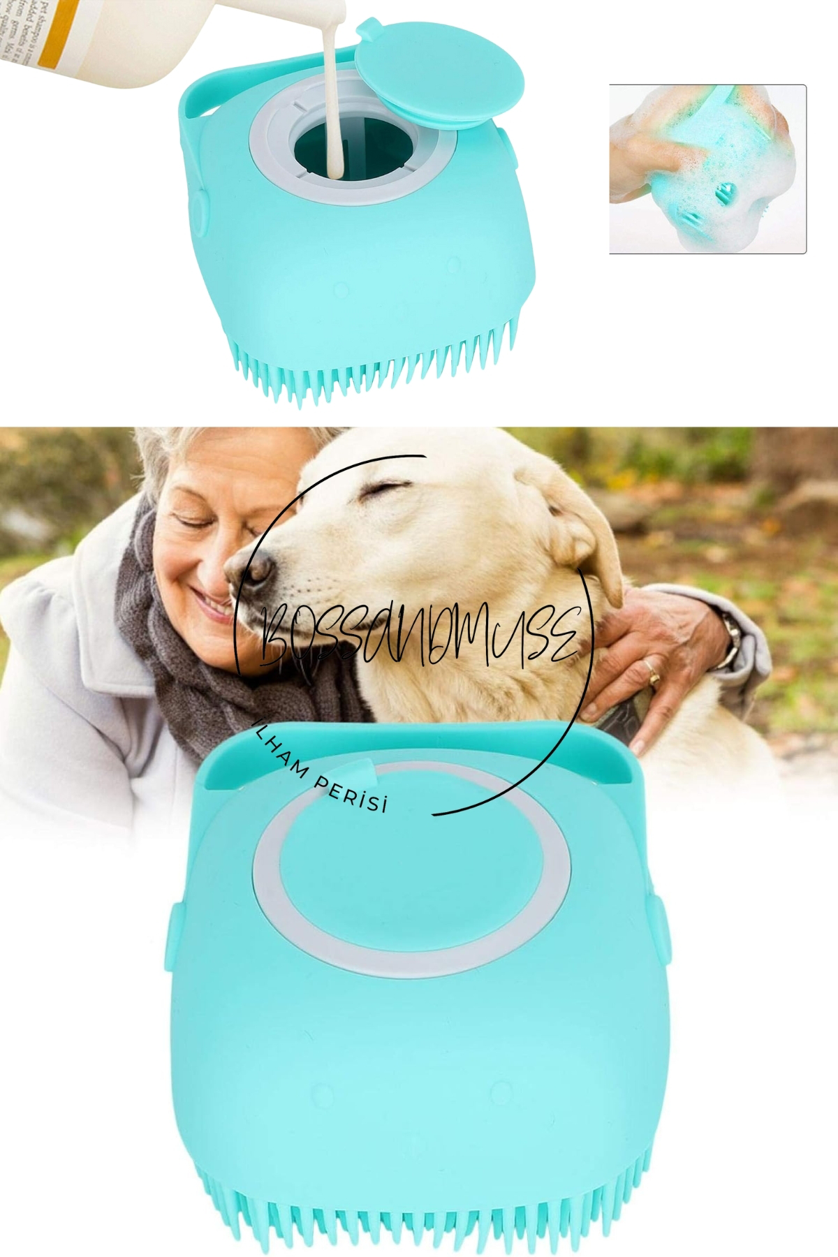 Kedi Köpek Temizleme 80 Ml Şampuan Hazneli Kaşıyıcı Tüy Toplayıcı