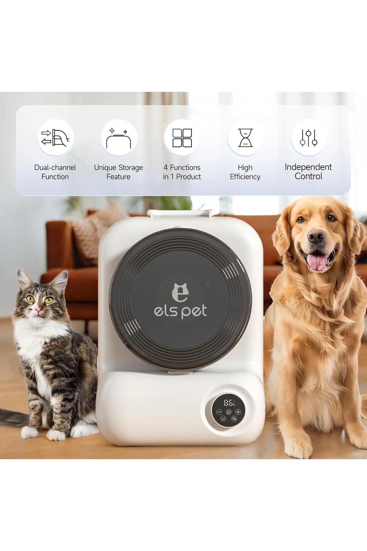 Kedi Köpek Tıraş Makinesi (ELS-4392) | 5 i 1 Arada Vakumlu Bakım Çözümü