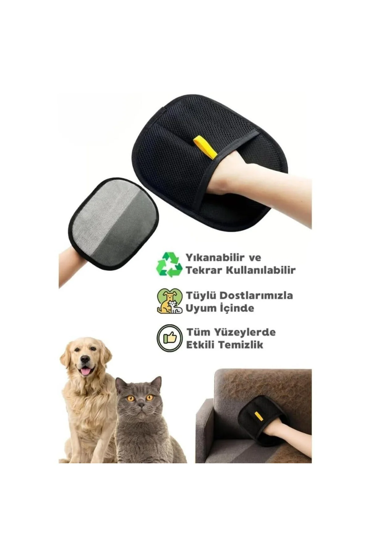Kedi Köpek Tüy Toplayıcı Çift Taraflı Statik Temizlik Eldiveni | 