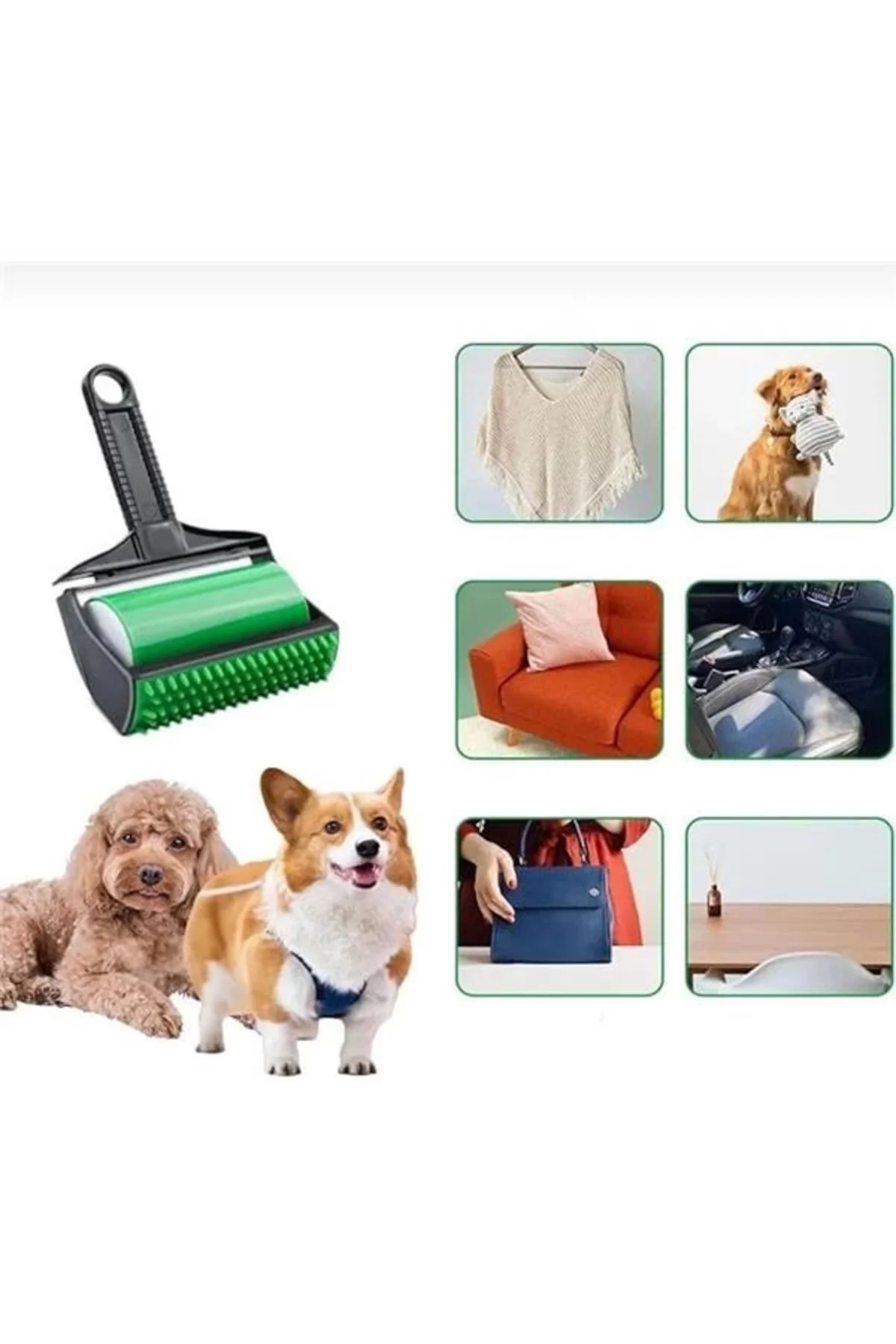 Kedi Köpek Tüyü Toplayıcı – 4 Fonksiyonlu, Tekrar Kullanılabilir,