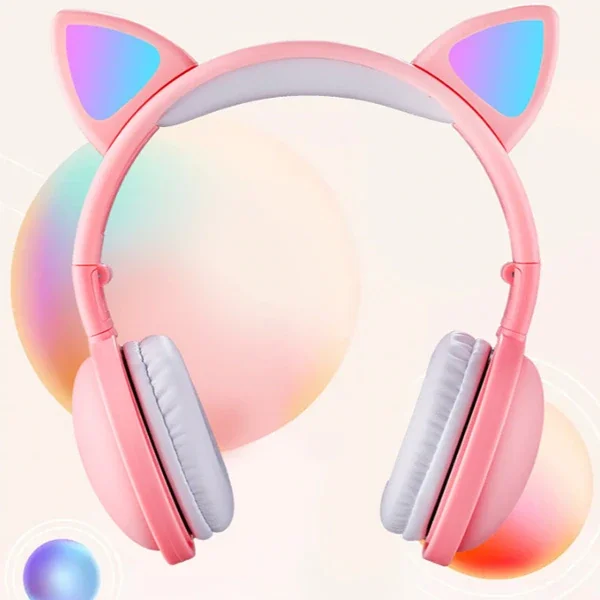 Kedi Kulaklı Bluetooth Kulaküstü Kulaklık - 10 Saat Pil Ömrü & RGB Işık