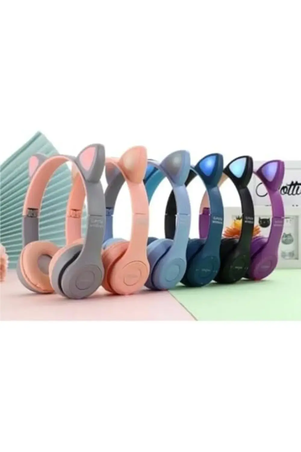 KEDİ KULAKLI RENKLİ BLUETOOTH HD SES KALİTELİ DAHİLİ MİKROFONLU H