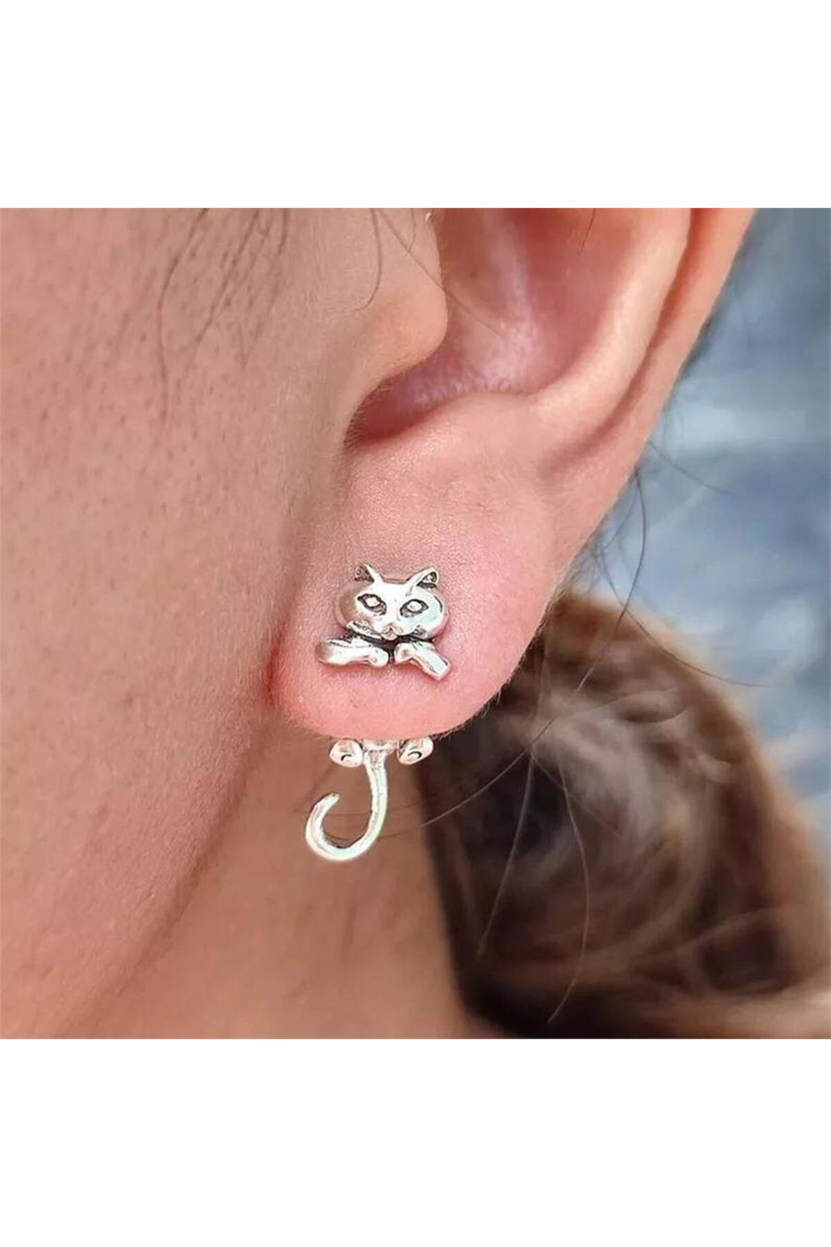 Kedi Motifli Küpe