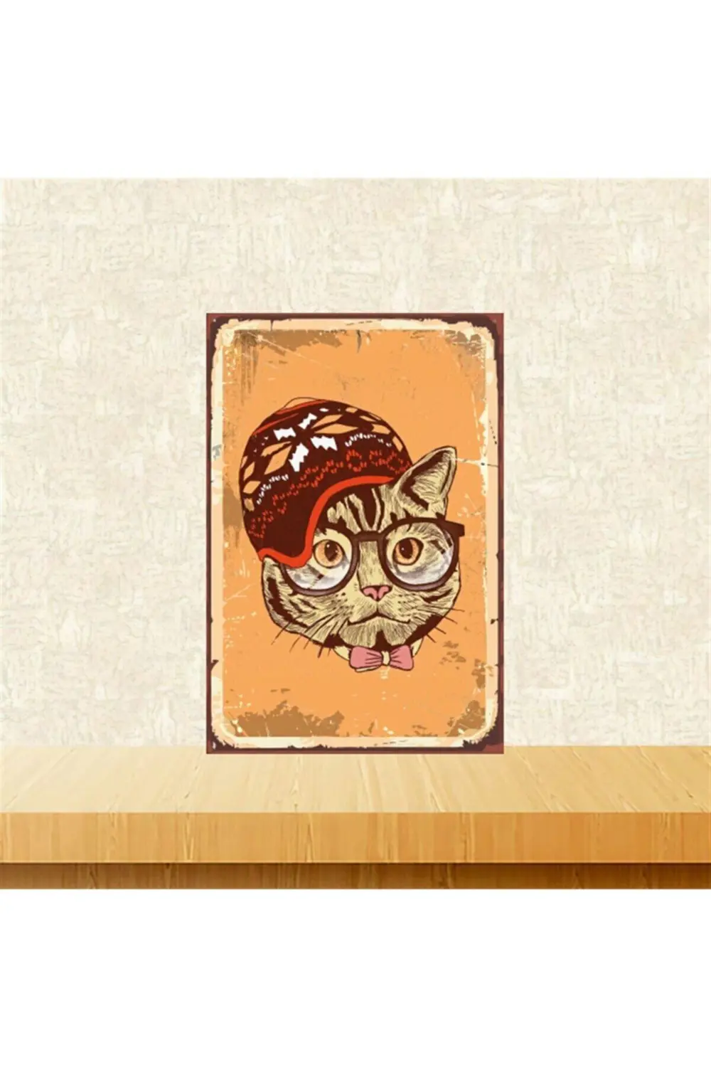 Kedi Muhtaza 20-30 Cm Retro Ahşap Tablo Tkfx5310