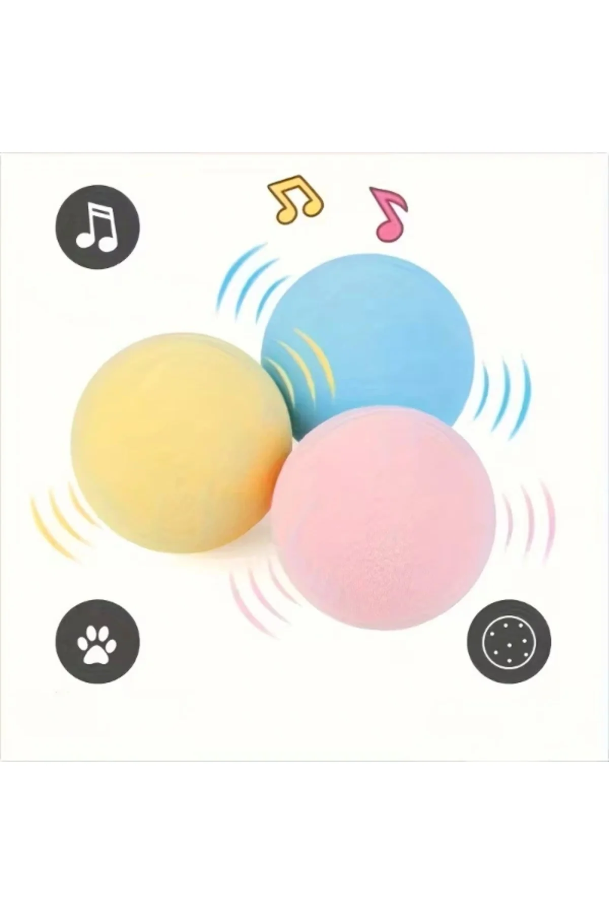 Kedi Otlu 3 Sesli İnteraktif Top Kedi Oyuncağı