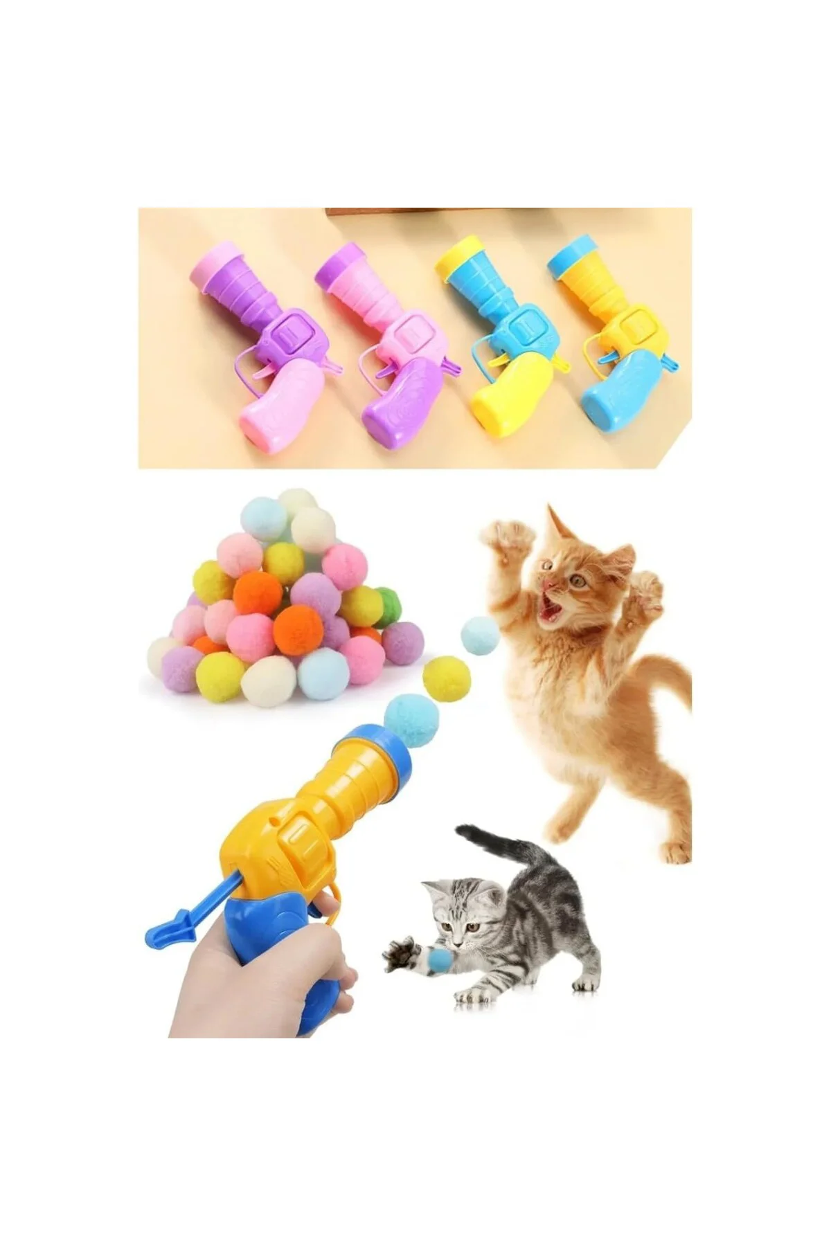 Kedi Oyun Tabancası İnteraktif - Peluş Toplarla Eğlenceli Oyun Za