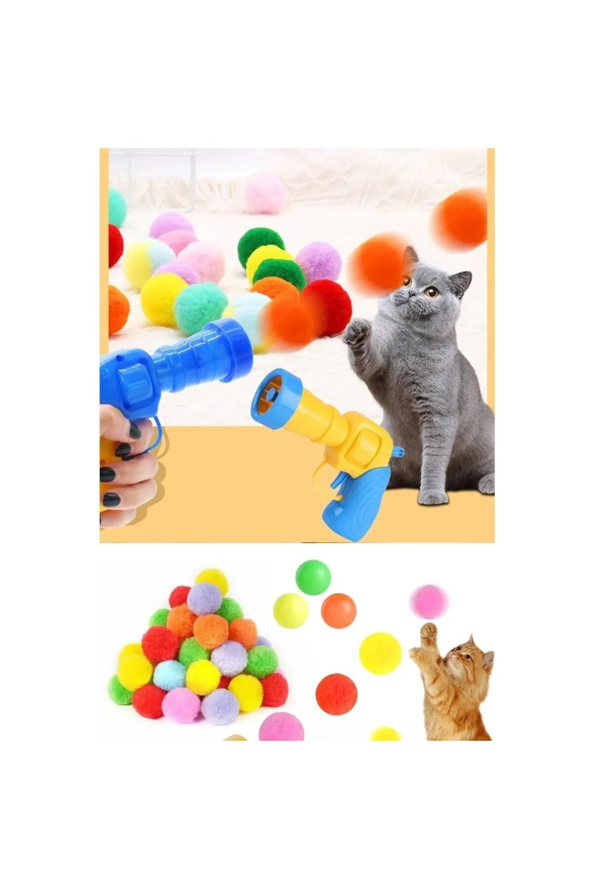 Kedi Oyun Tabancası İnteraktif - Peluş Toplarla Eğlenceli Oyun Za