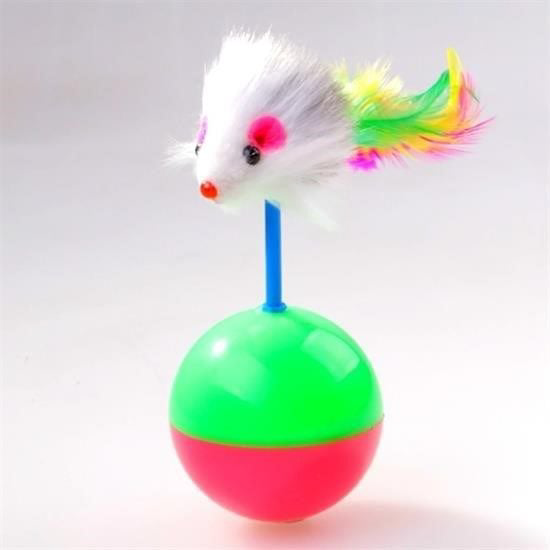 Kedi Oyun Topu Tüylü Fareli Hacı Yatmaz Eğitici Yavru Kedi Fare K