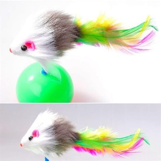 Kedi Oyun Topu Tüylü Fareli Hacı Yatmaz Eğitici Yavru Kedi Fare K