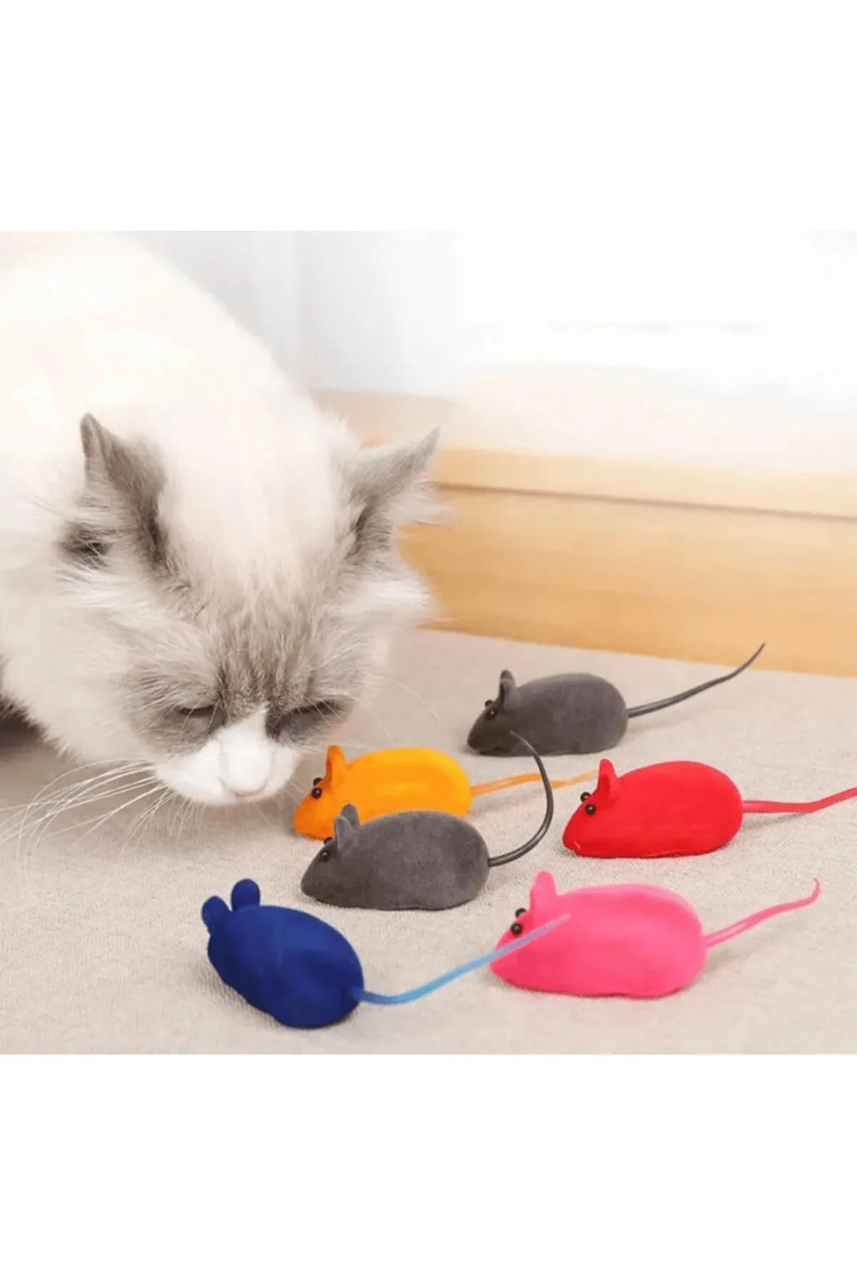 Kedi Oyuncağı Sesli Fare – Basınca Ses Çıkaran Plastik & Kumaş Oyuncak – Kediler İçin A