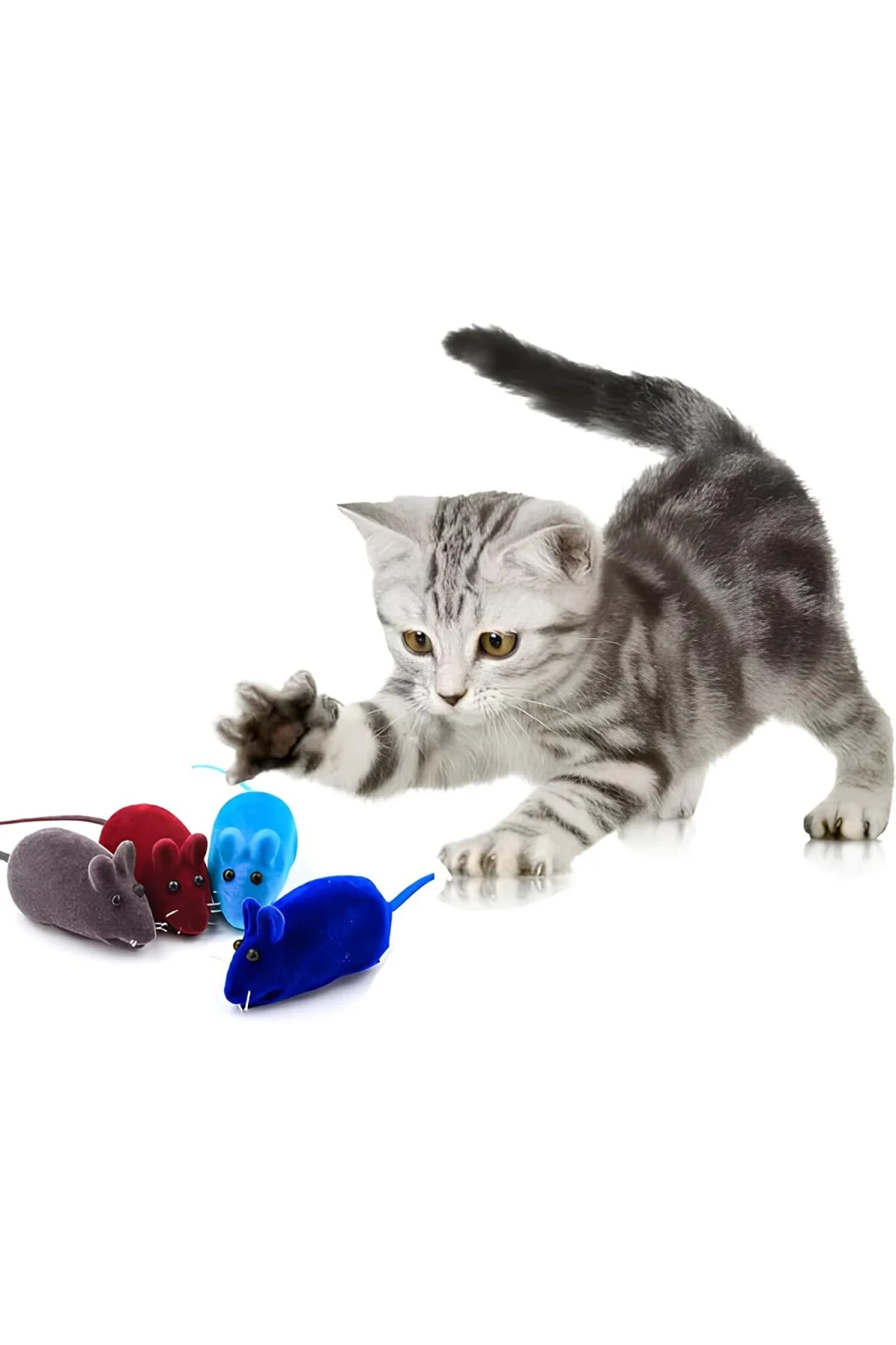 Kedi Oyuncağı Sesli Fare – Basınca Ses Çıkaran Plastik & Kumaş Oyuncak – Kediler İçin A