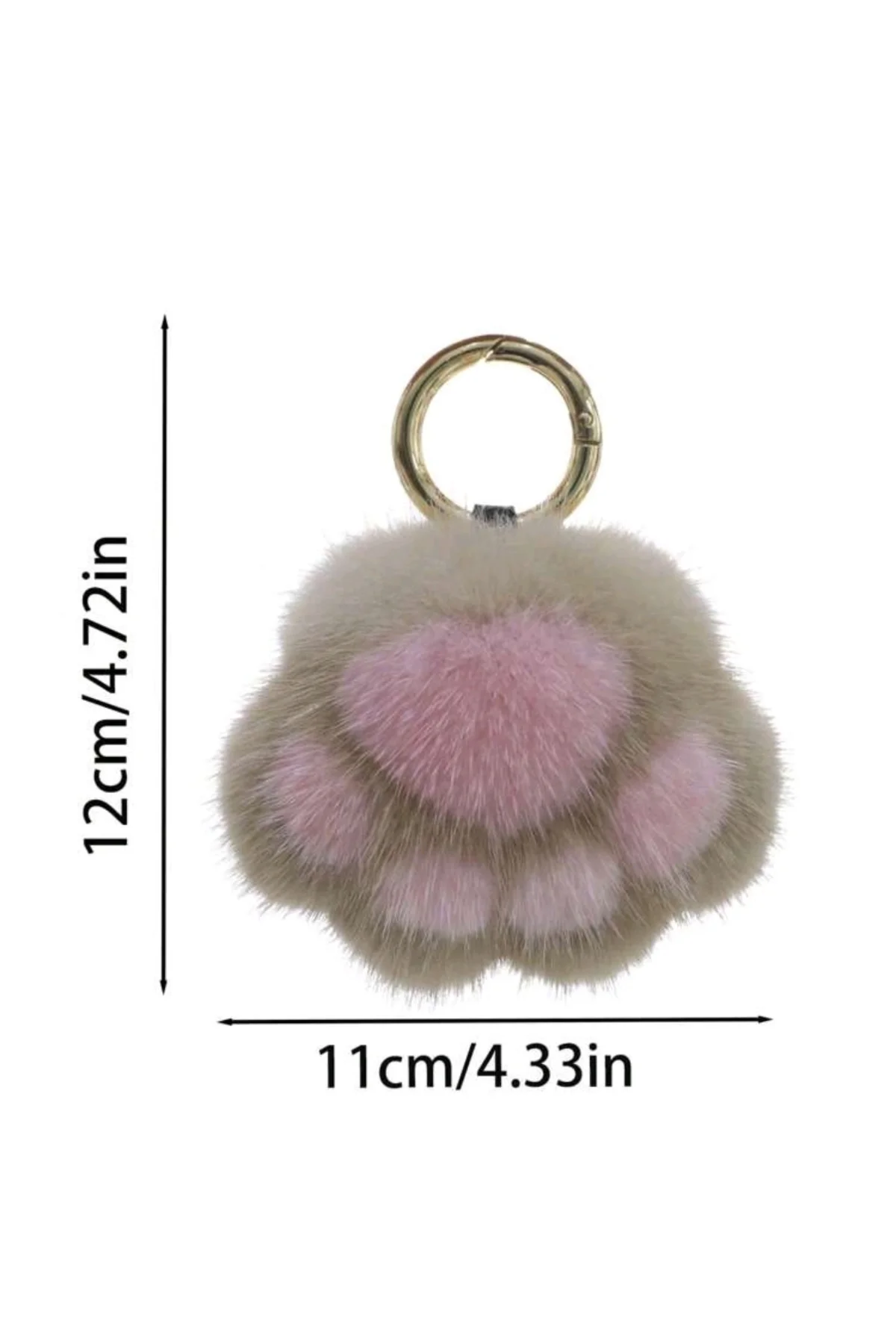 Kedi Patisi Desenli Çanta Charmi,Anahtarlık (Beyaz)