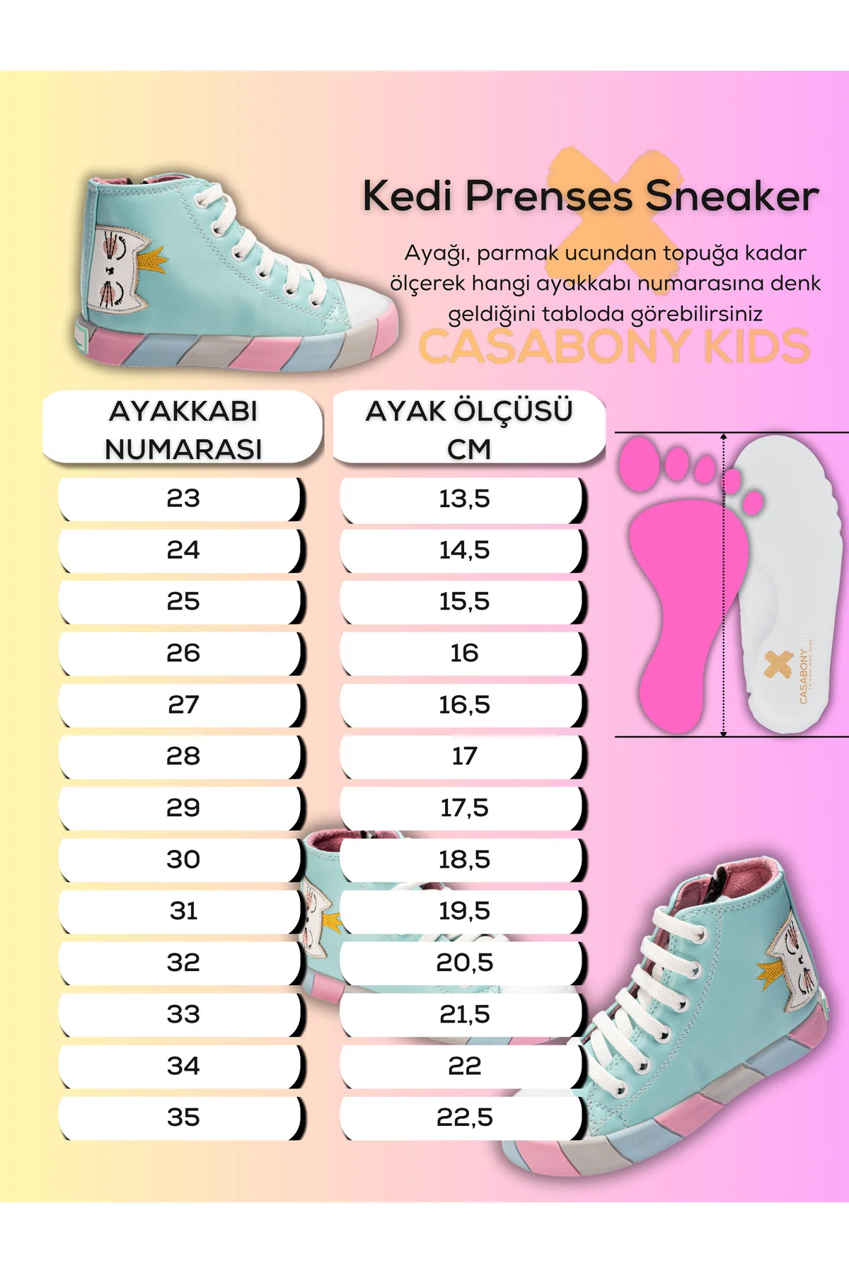 Kedi Prenses Mavi Kız Çocuk Sneakers
