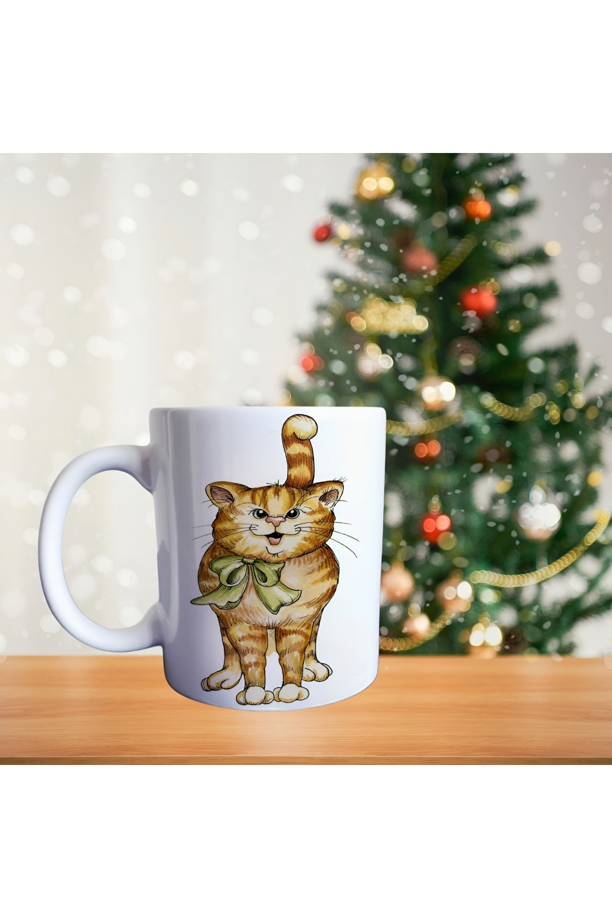 Kedi sarman Porselen Kupa