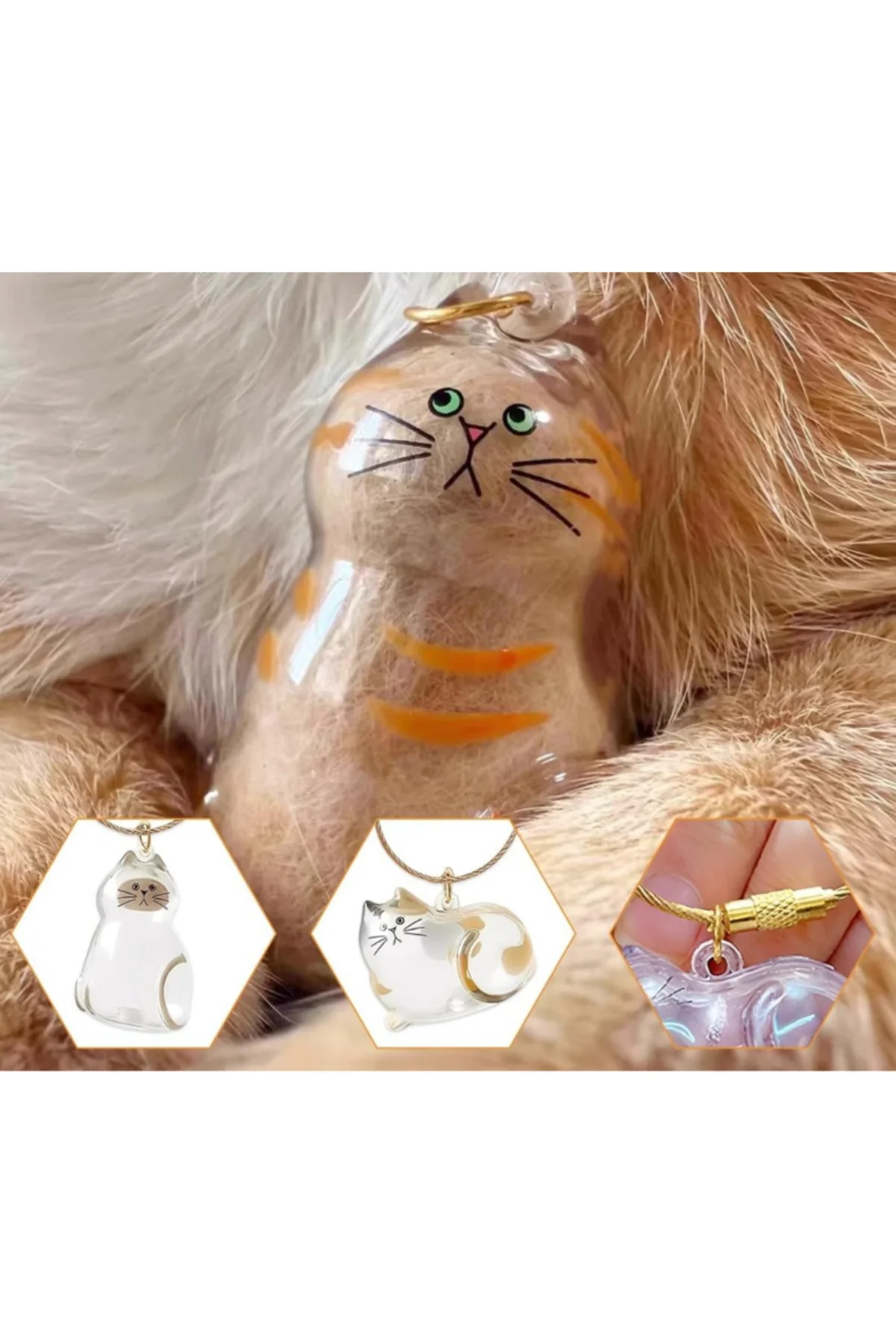 Kedi Şeffaf Anı Anahtarlığı - Kedi Figürlü - Karışık Model - Görsel 5