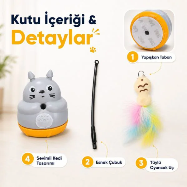Kedi Şekilli Dönen Peluş Balıklı İnteraktif Olta Oyuncağı
