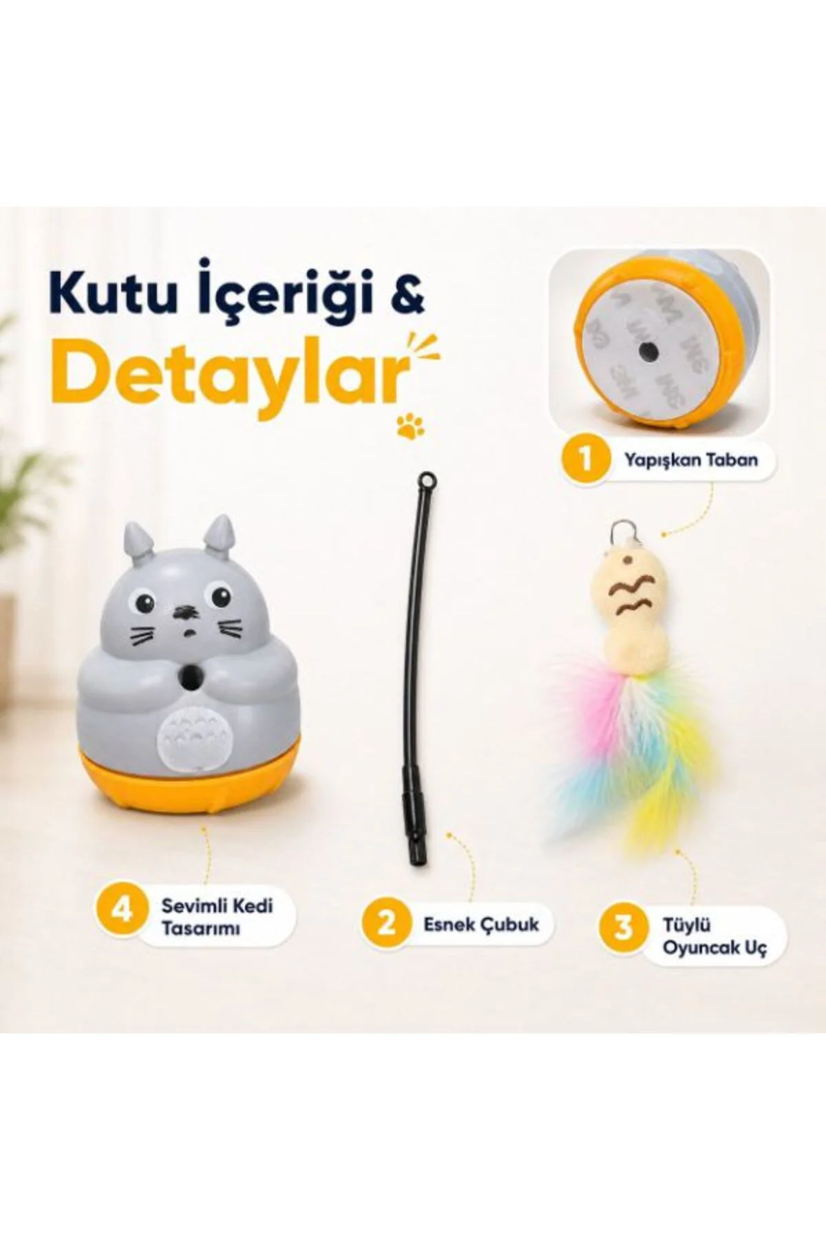 Kedi Şekilli Dönen Peluş Balıklı Olta Oyuncağı