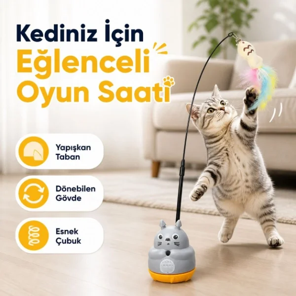 Kedi Şekilli Dönen Peluş Balıklı Olta Oyuncağı