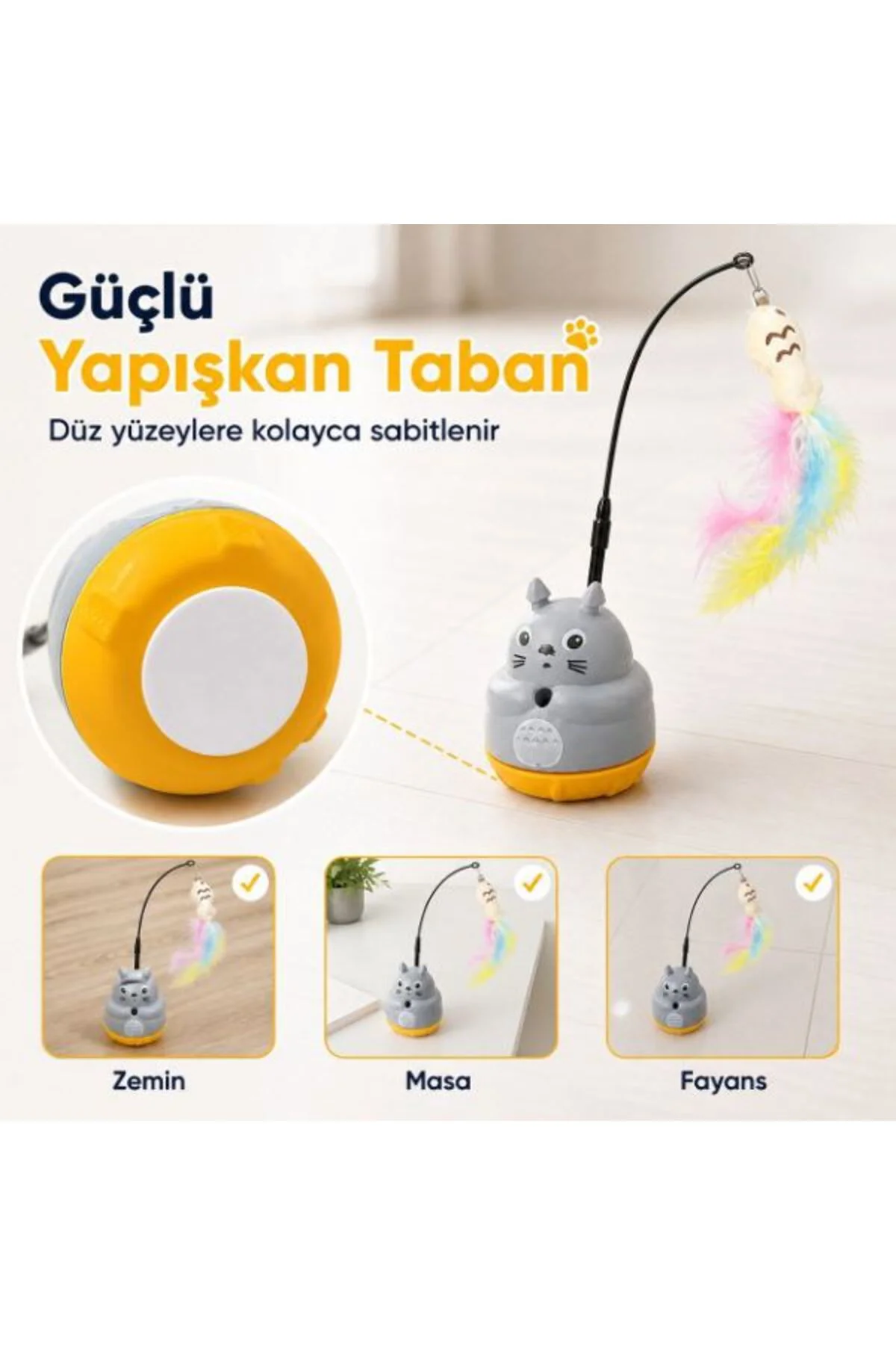 Kedi Şekilli Dönen Peluş Balıklı Olta Oyuncağı