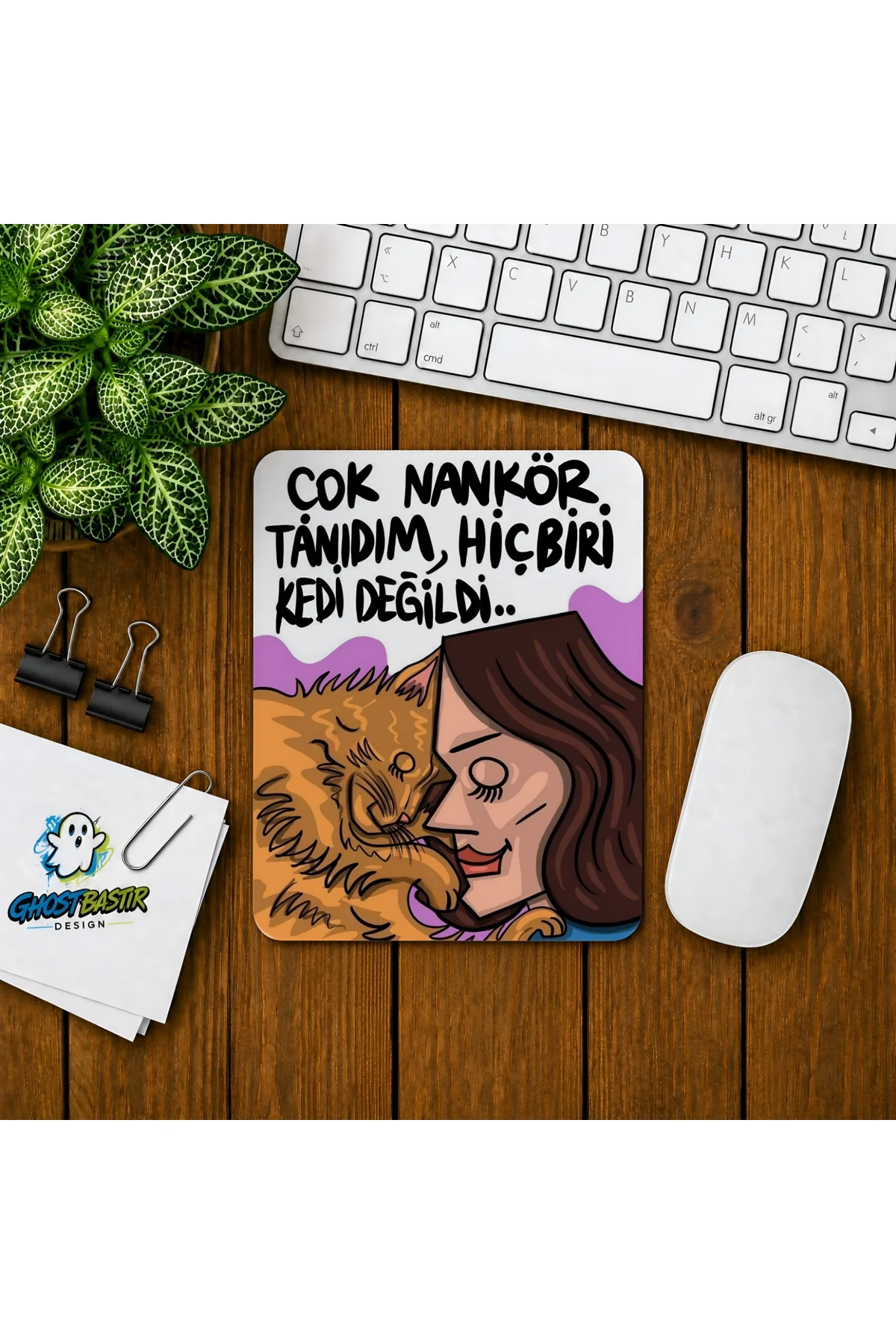 Kedi Sevgisi Baskılı Oyuncu Mousepad 0126