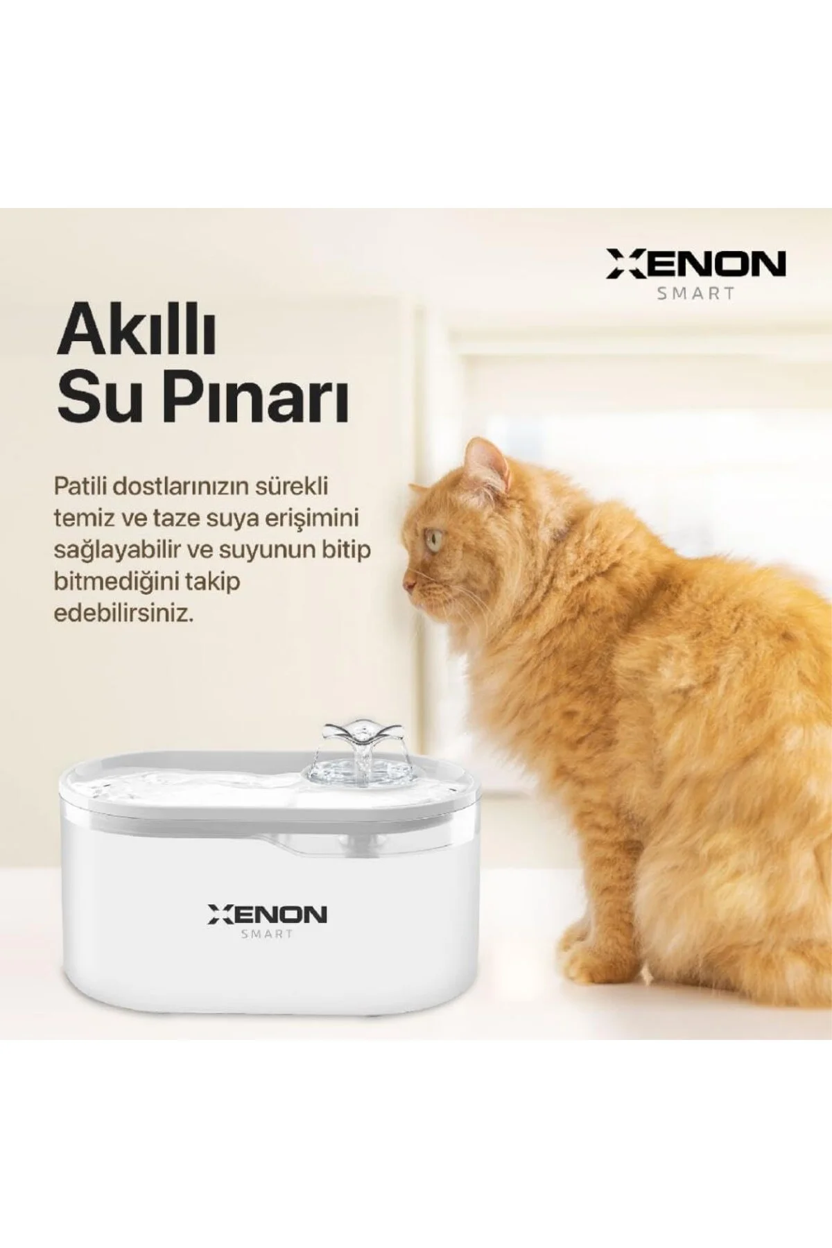Kedi Su Pınarı | Ultra Sessiz Wifi Akıllı Otomatik Su Çeşmesi X86