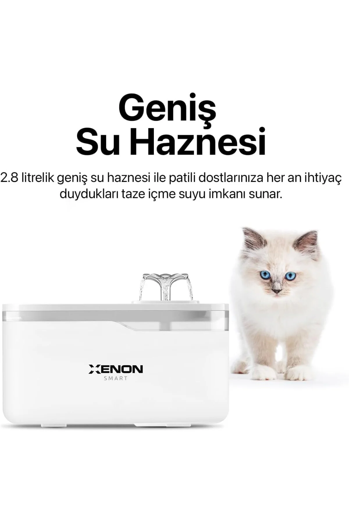 Kedi Su Pınarı | Ultra Sessiz Wifi Akıllı Otomatik Su Çeşmesi X86