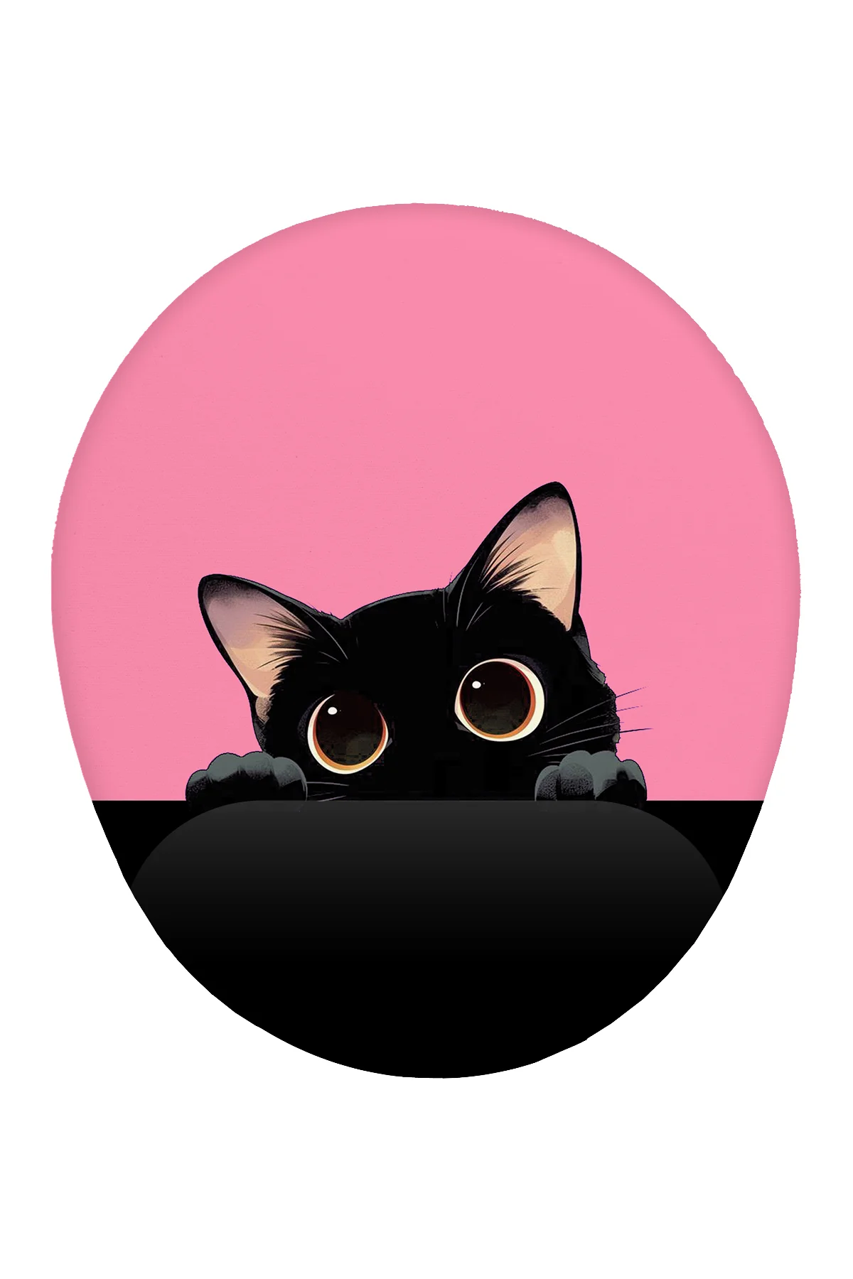 Kedi Tasarım Pembe Bilek Destekli Mouse Pad Ergonomik Kaymaz Taba