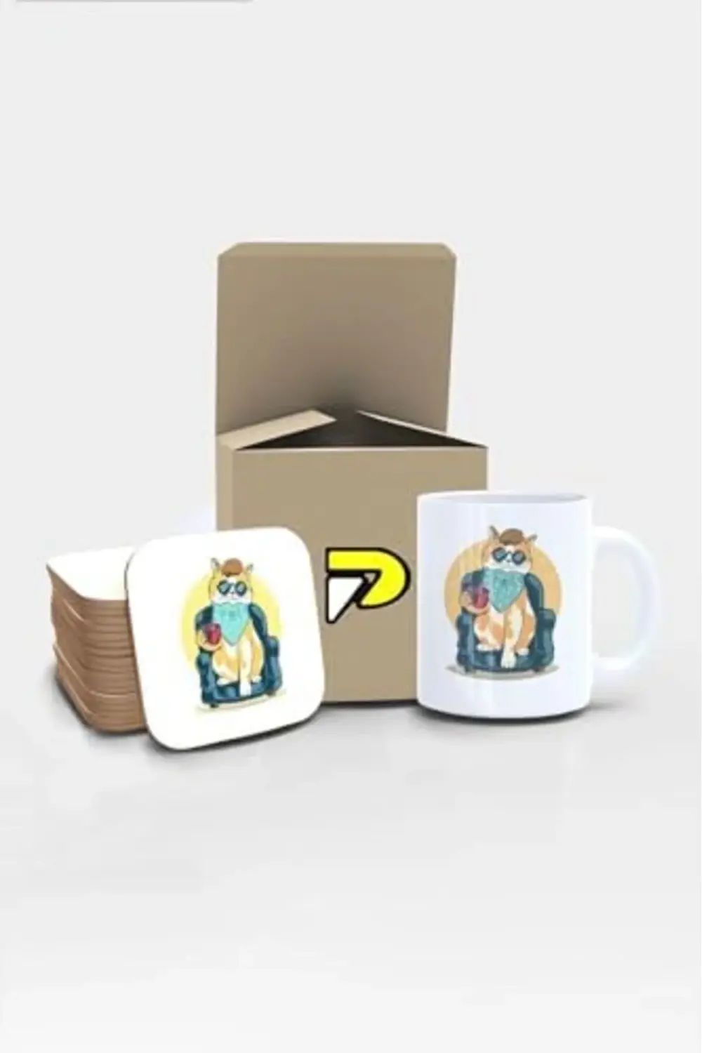 Kedi Tasarımlı Baskılı Kupa Bardak Seti, Eğlenceli Özel Hediye Mu