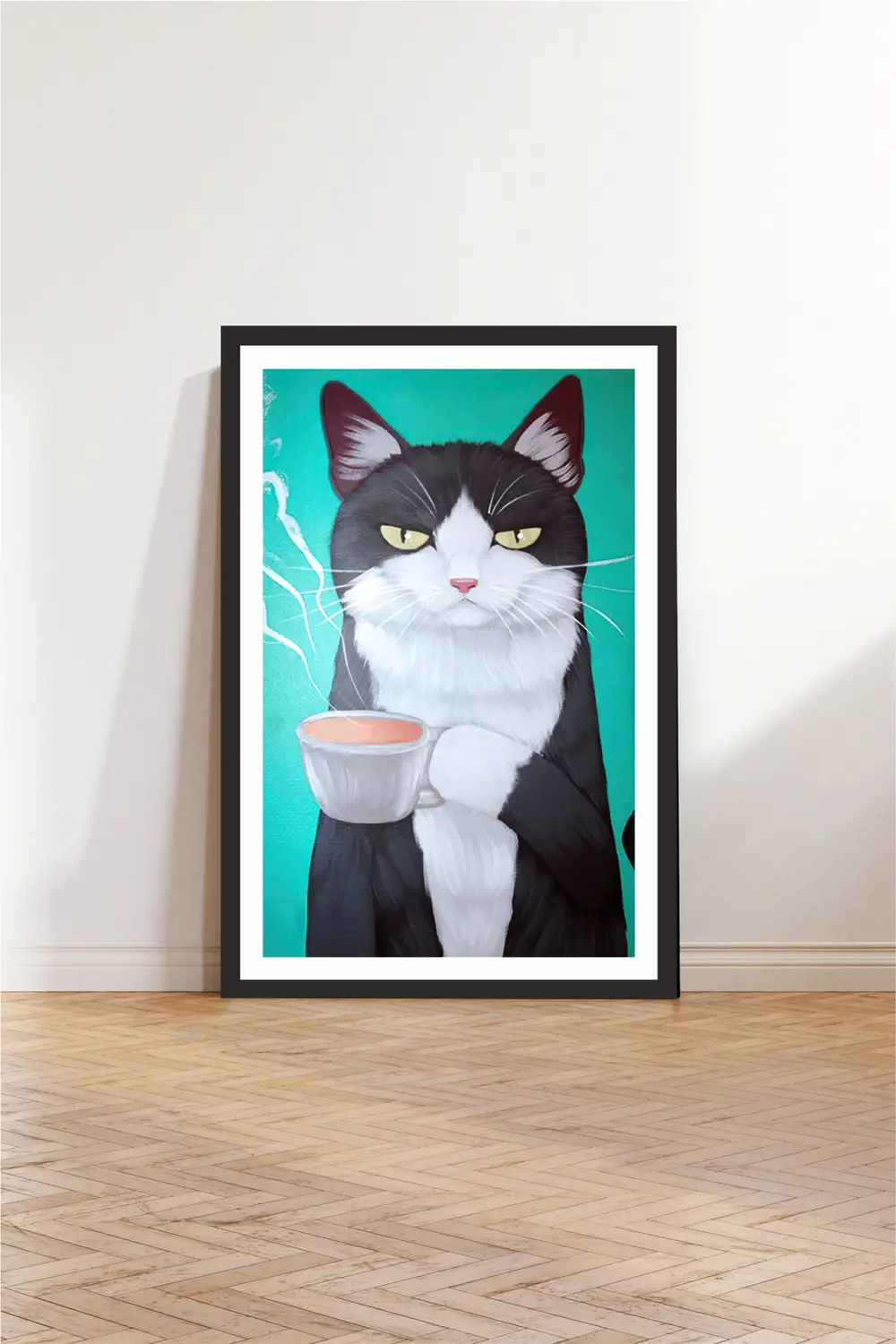 Kedi tasarımlı Çerçeve Görünümlü Mdf Tablo