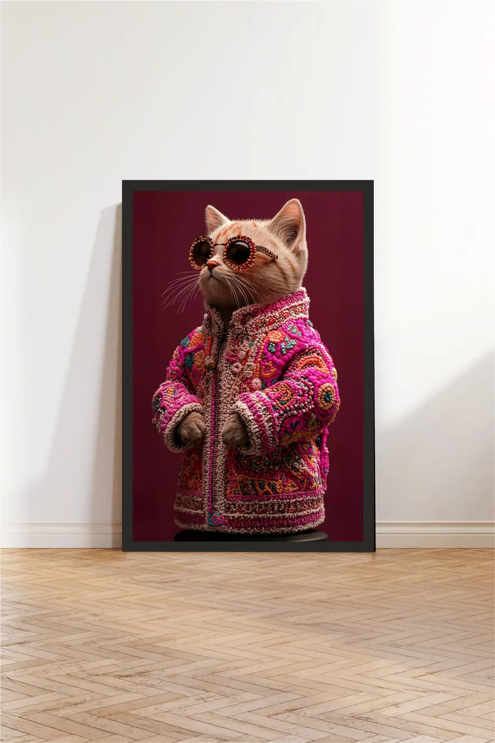 Kedi tasarımlı Çerçeve Görünümlü Mdf Tablo