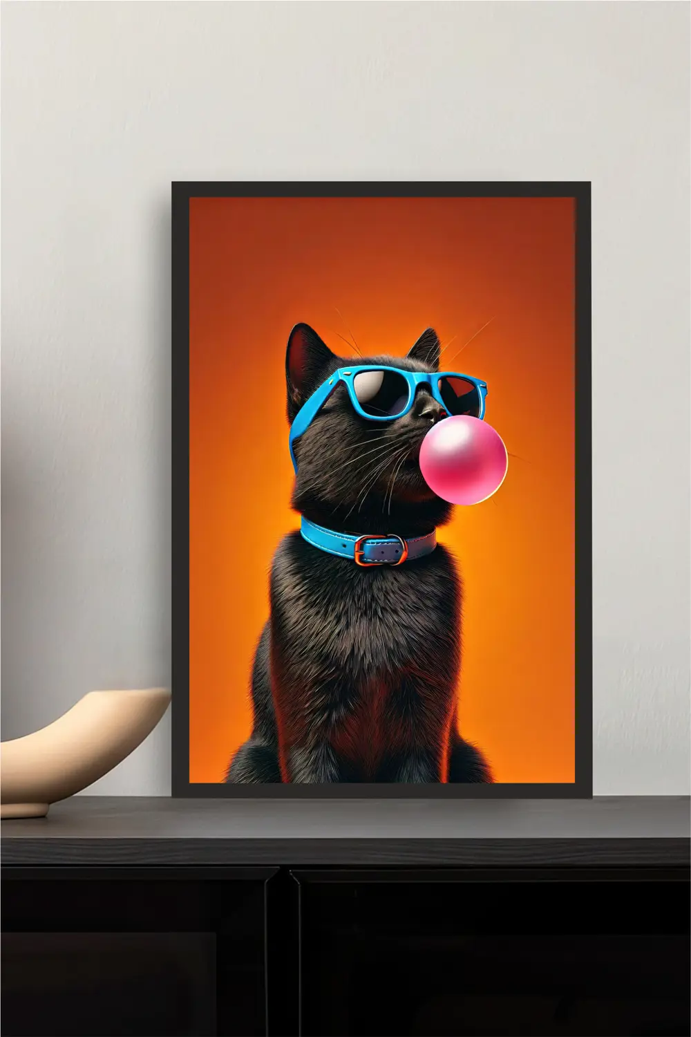Kedi tasarımlı Çerçeve Görünümlü Mdf Tablo