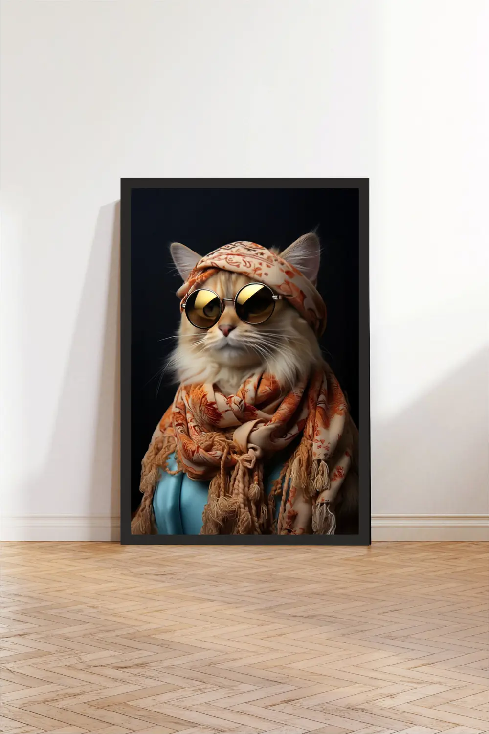 Kedi tasarımlı Çerçeve Görünümlü Mdf Tablo