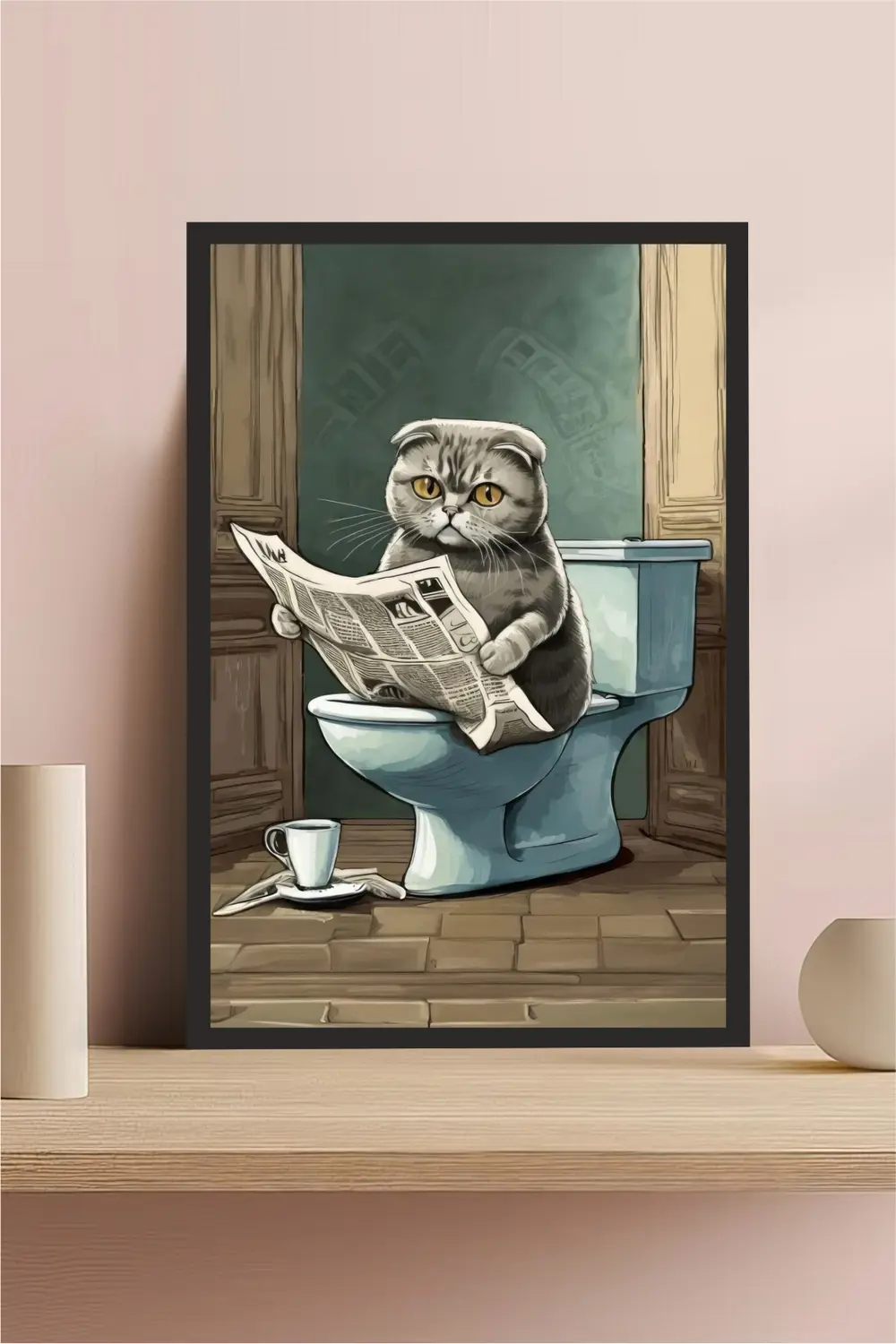 Kedi tasarımlı Çerçeve Görünümlü Mdf Tablo
