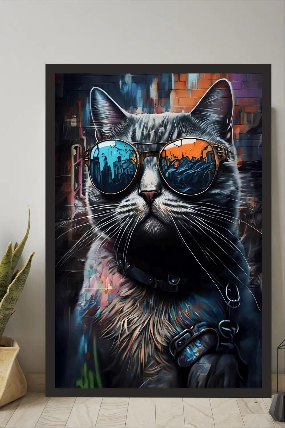 Kedi tasarımlı Çerçeve Görünümlü Mdf Tablo